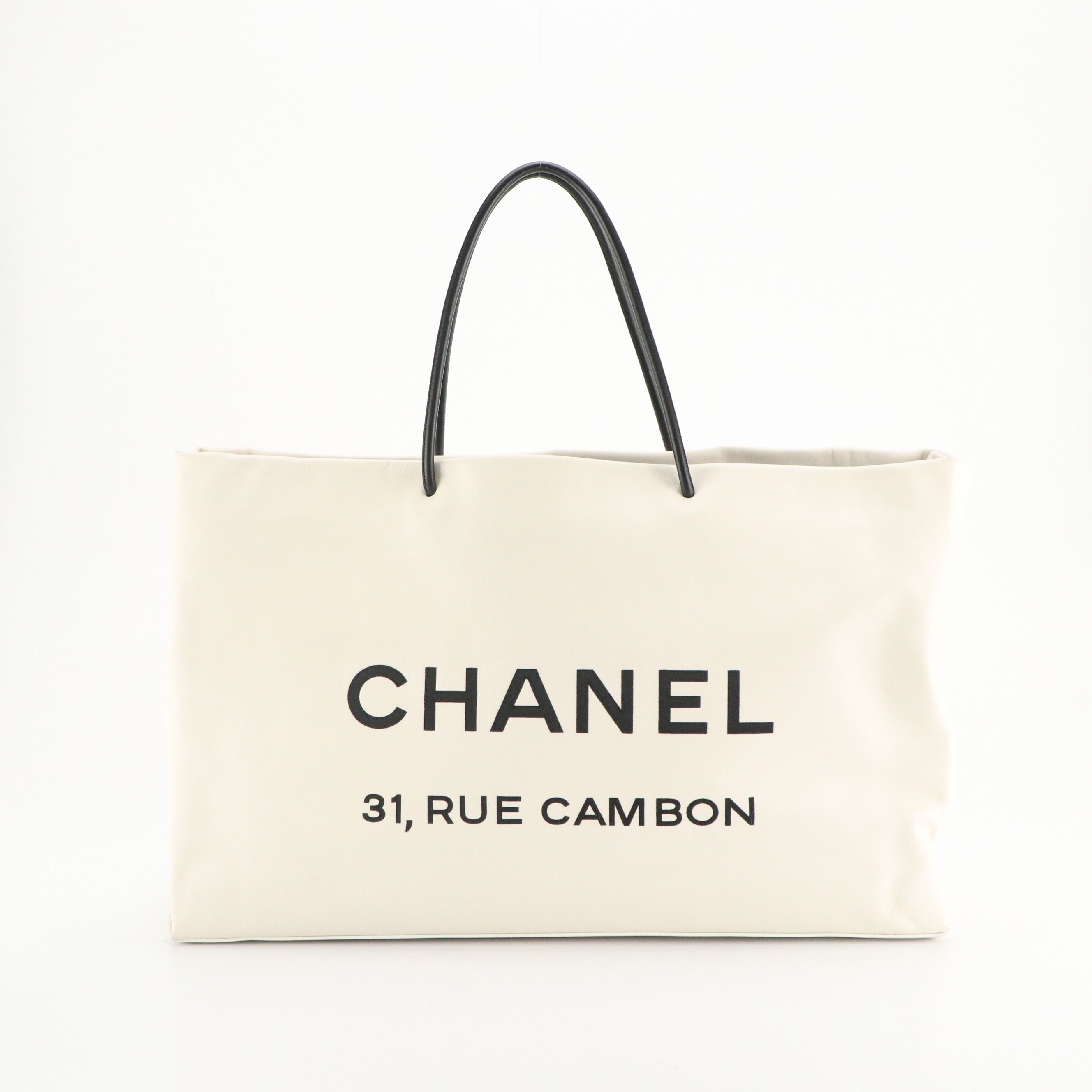 Chanel Large Essential 31 Rue Cambon Shopping Tote Bag in B&W Leather, With Tag
