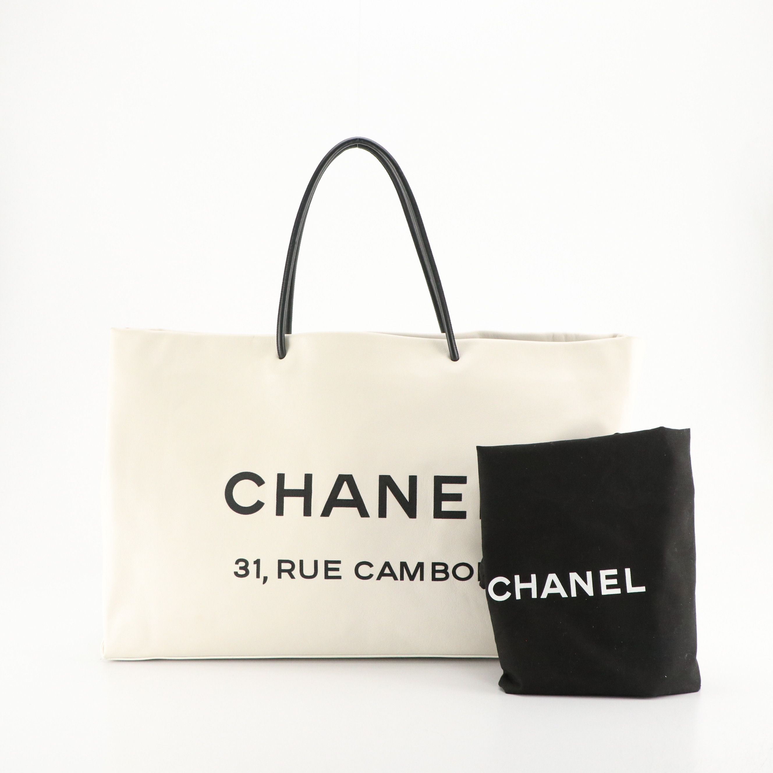 Chanel Large Essential 31 Rue Cambon Shopping Tote Bag in B&W Leather, With Tag