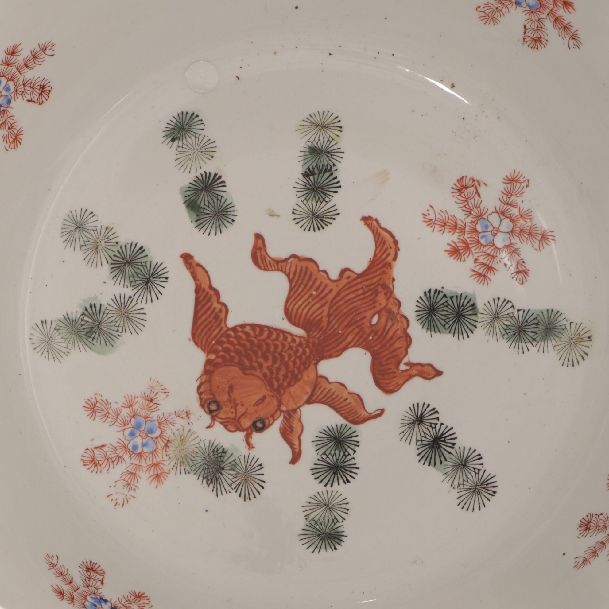 Chinese Ceramic Fishbowl Side Table with Glass Top