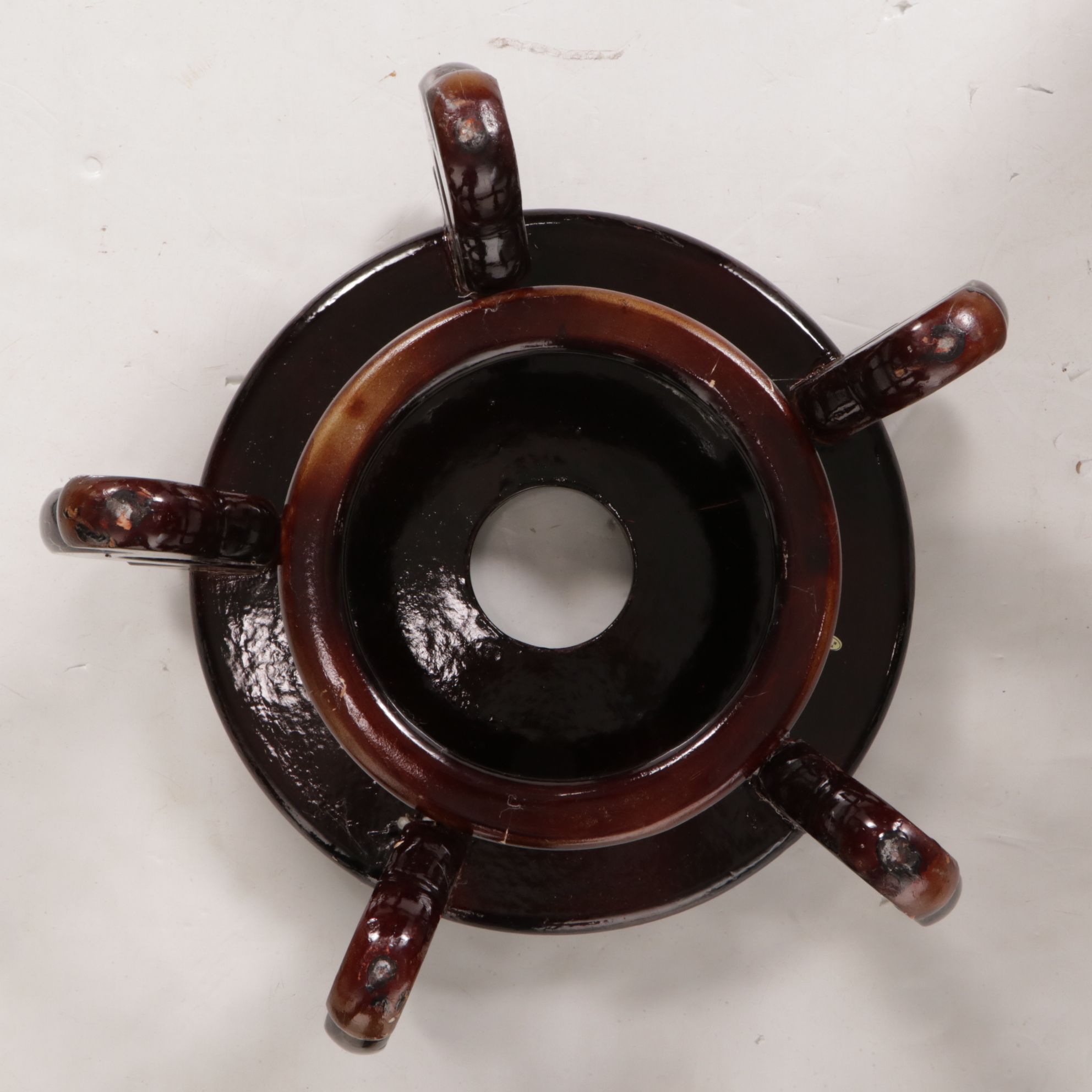 Chinese Ceramic Fishbowl Side Table with Glass Top