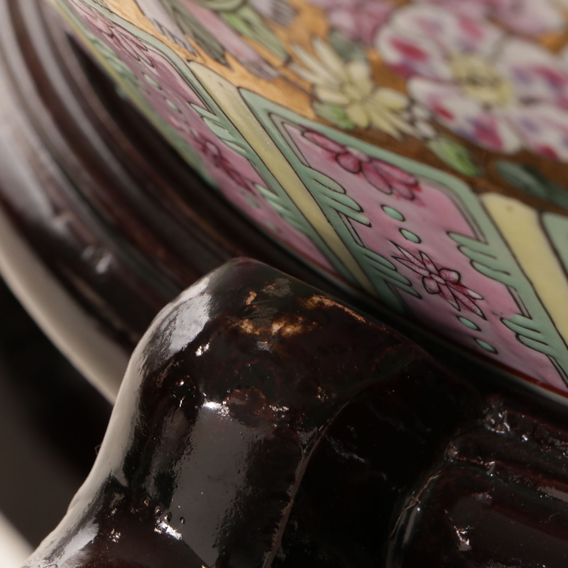 Chinese Ceramic Fishbowl Side Table with Glass Top