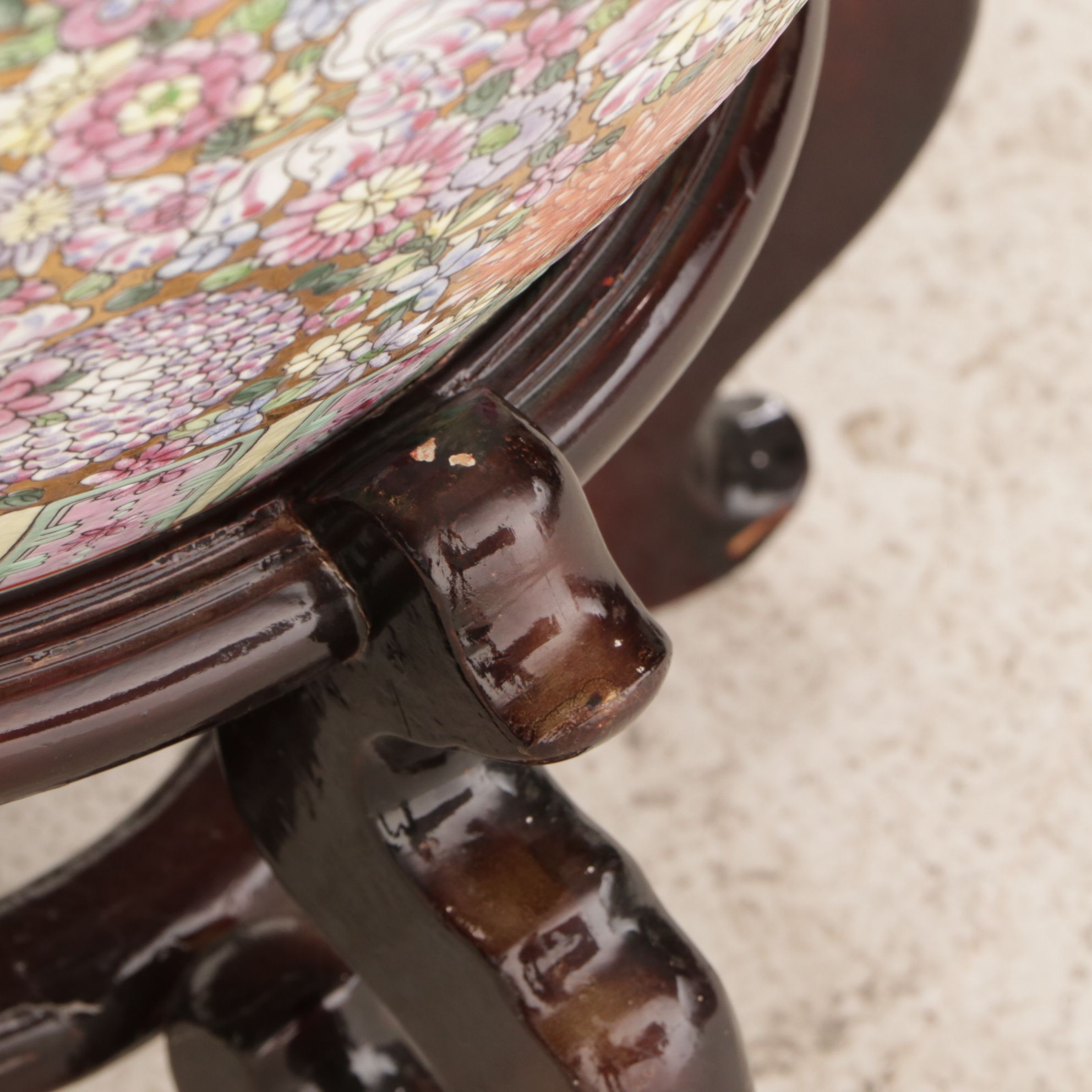 Chinese Ceramic Fishbowl Side Table with Glass Top
