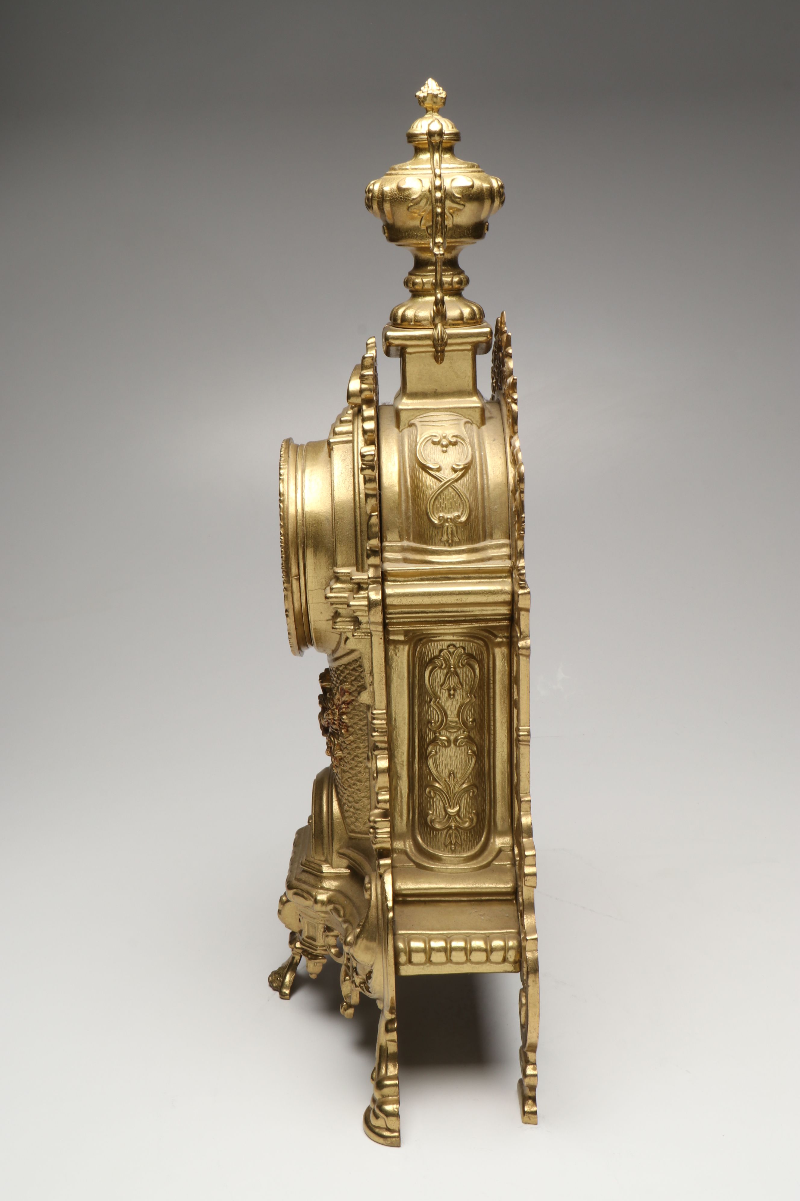 Louis XIV Style Gilt Mantel Clock