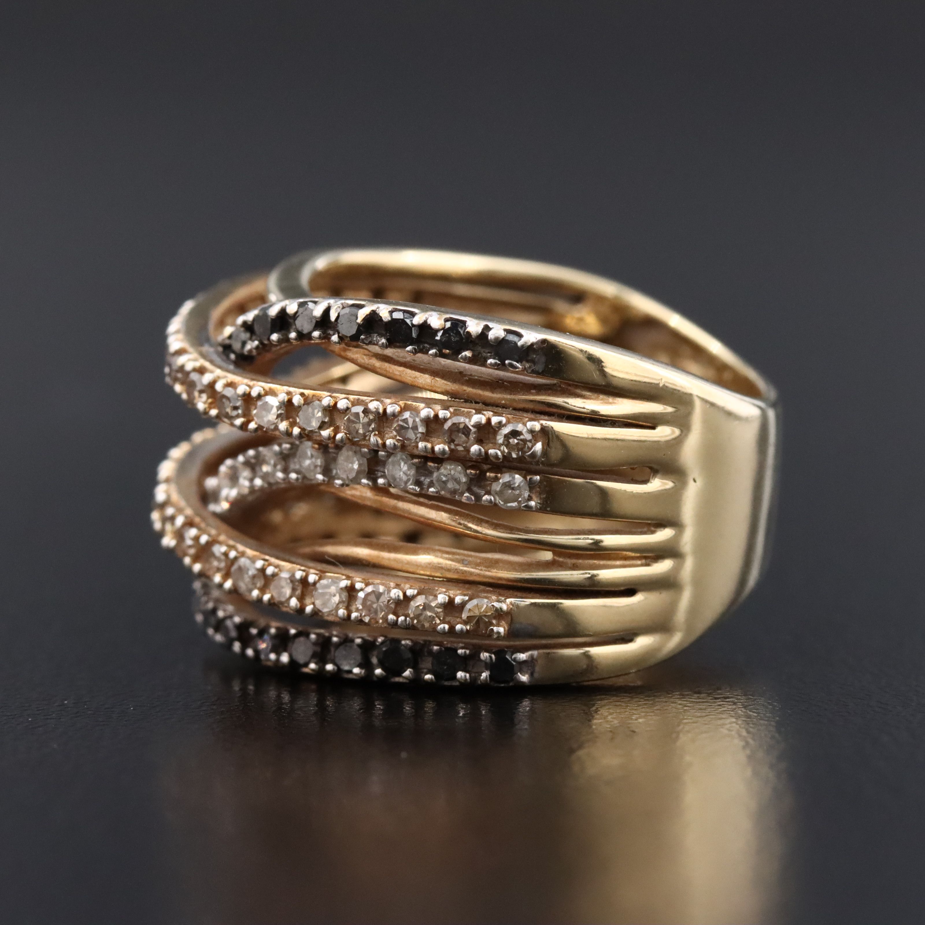 10K 0.96 CTW Diamond Crossover High Low Ring with Fancy Diamonds