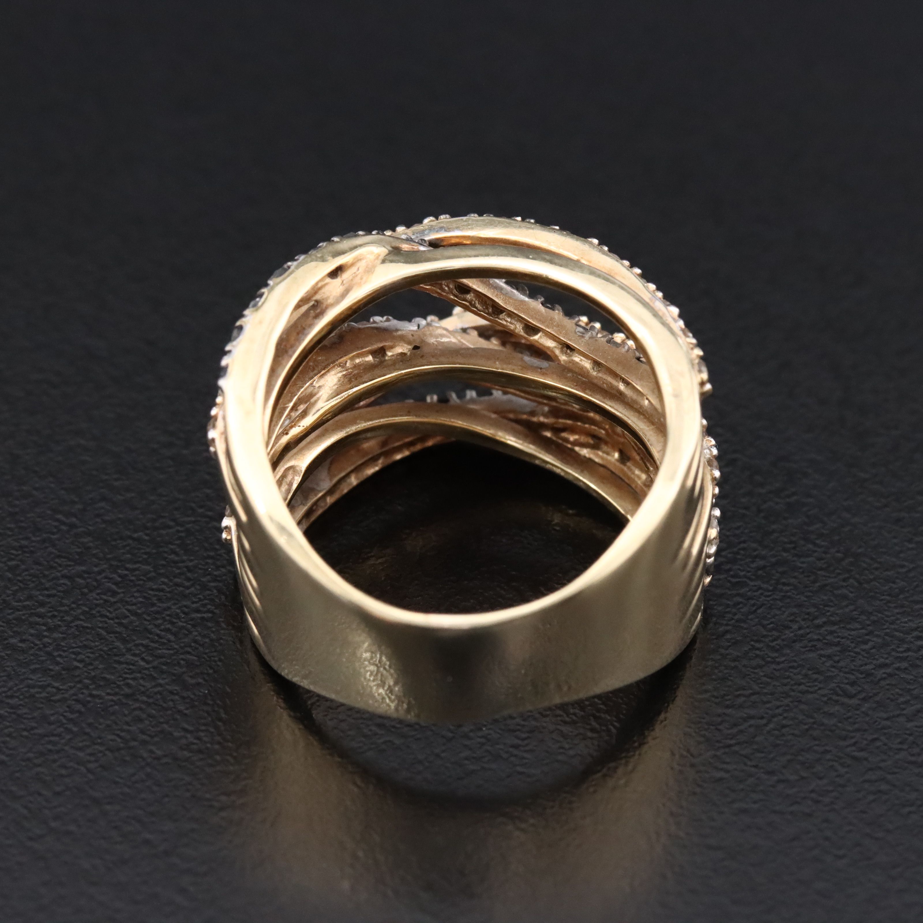 10K 0.96 CTW Diamond Crossover High Low Ring with Fancy Diamonds