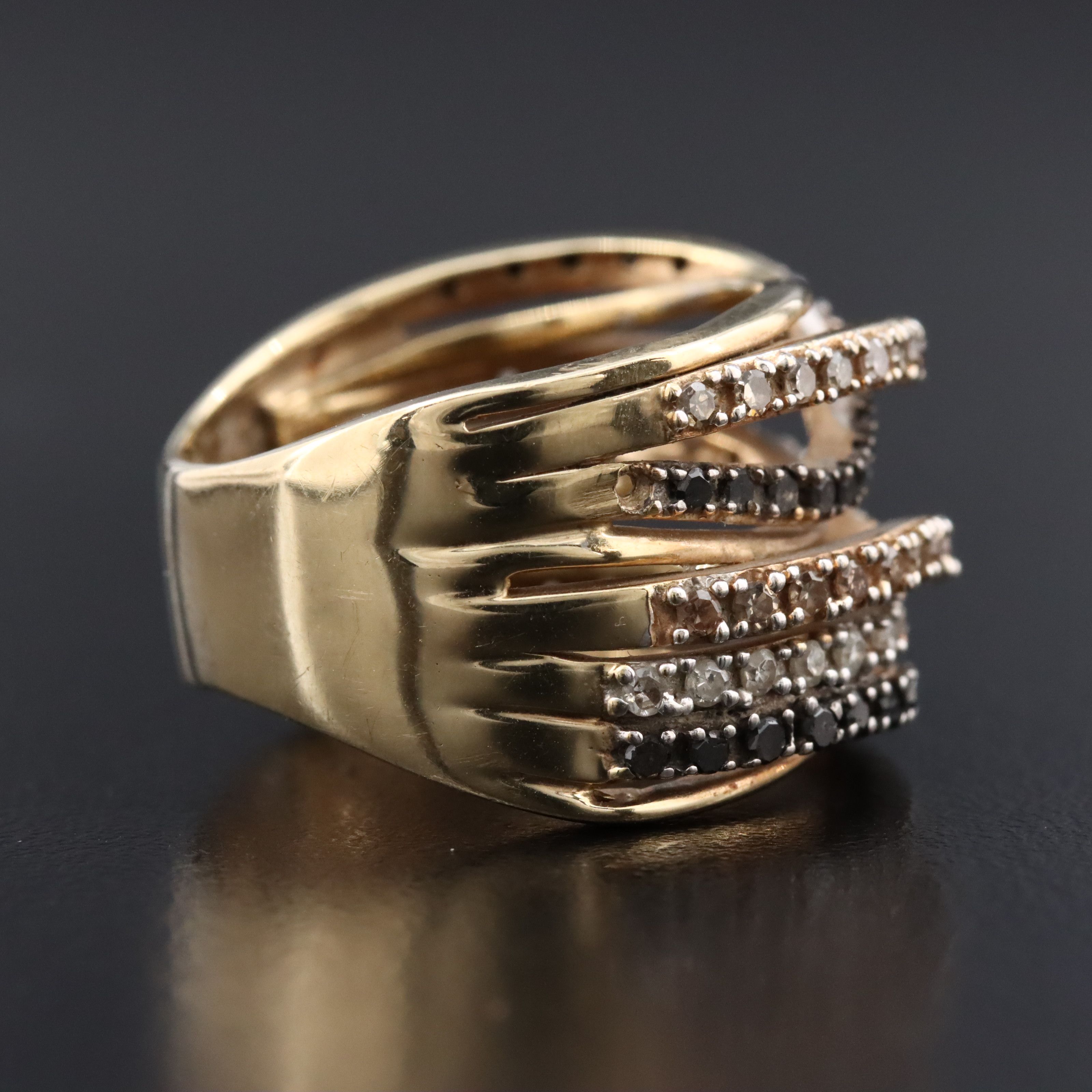 10K 0.96 CTW Diamond Crossover High Low Ring with Fancy Diamonds