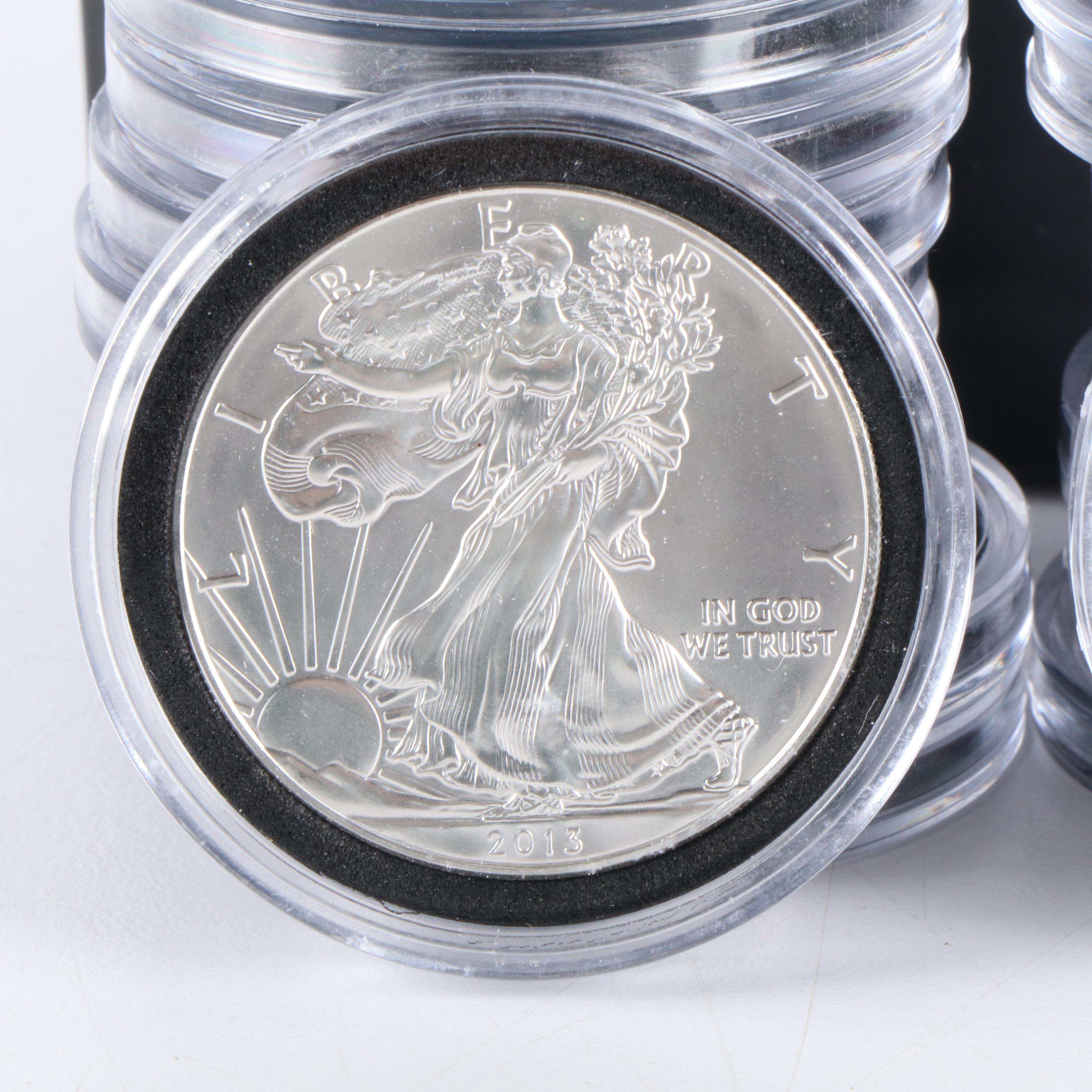 Box of Twenty-Three 2013 American Silver Eagle Bullion Coins