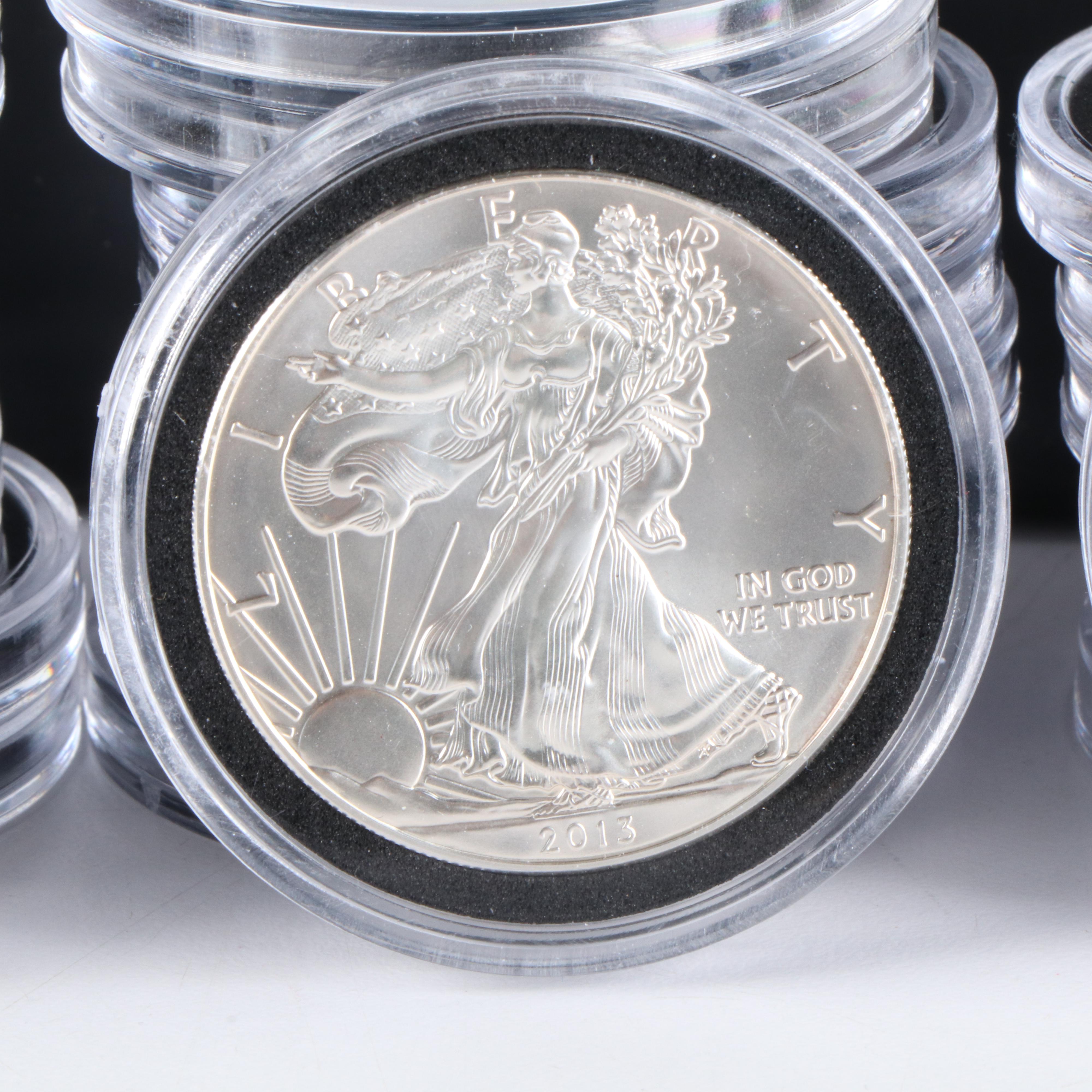 Box of Twenty-Three 2013 American Silver Eagle Bullion Coins