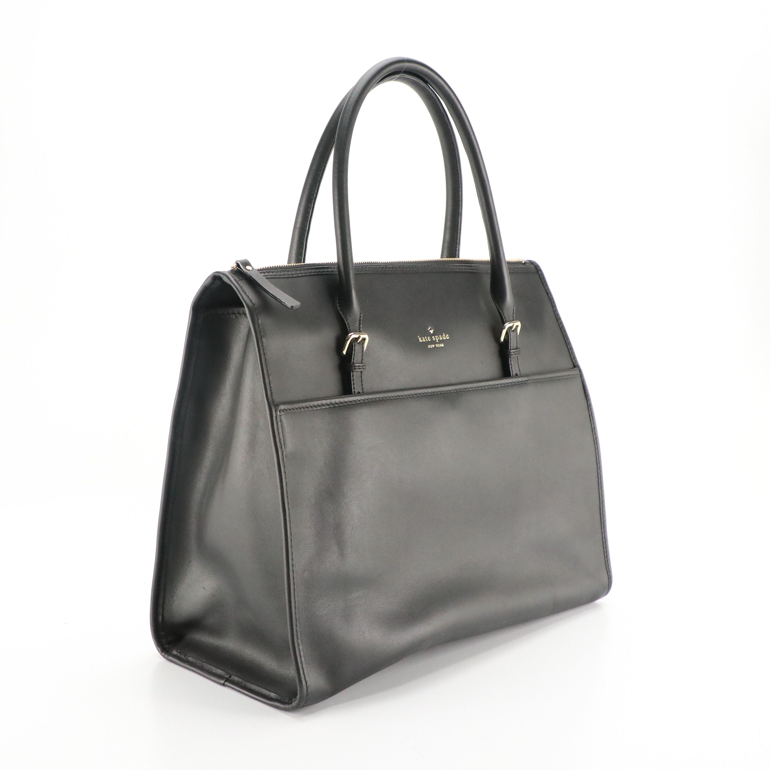 Kate Spade Vanston Maryclare Top Handle Tote Bag in Black Calfskin Leather