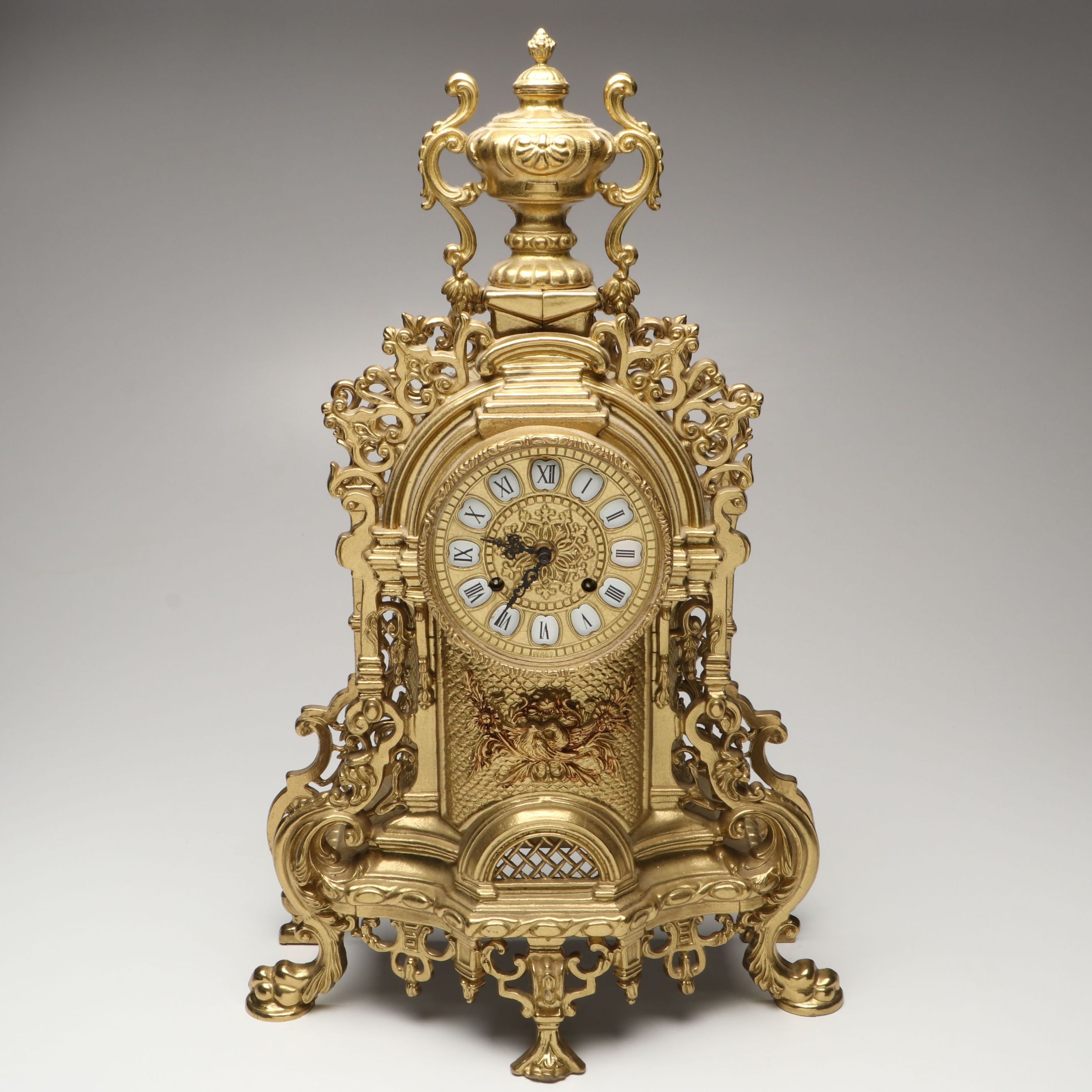 Louis XIV Style Gilt Mantel Clock