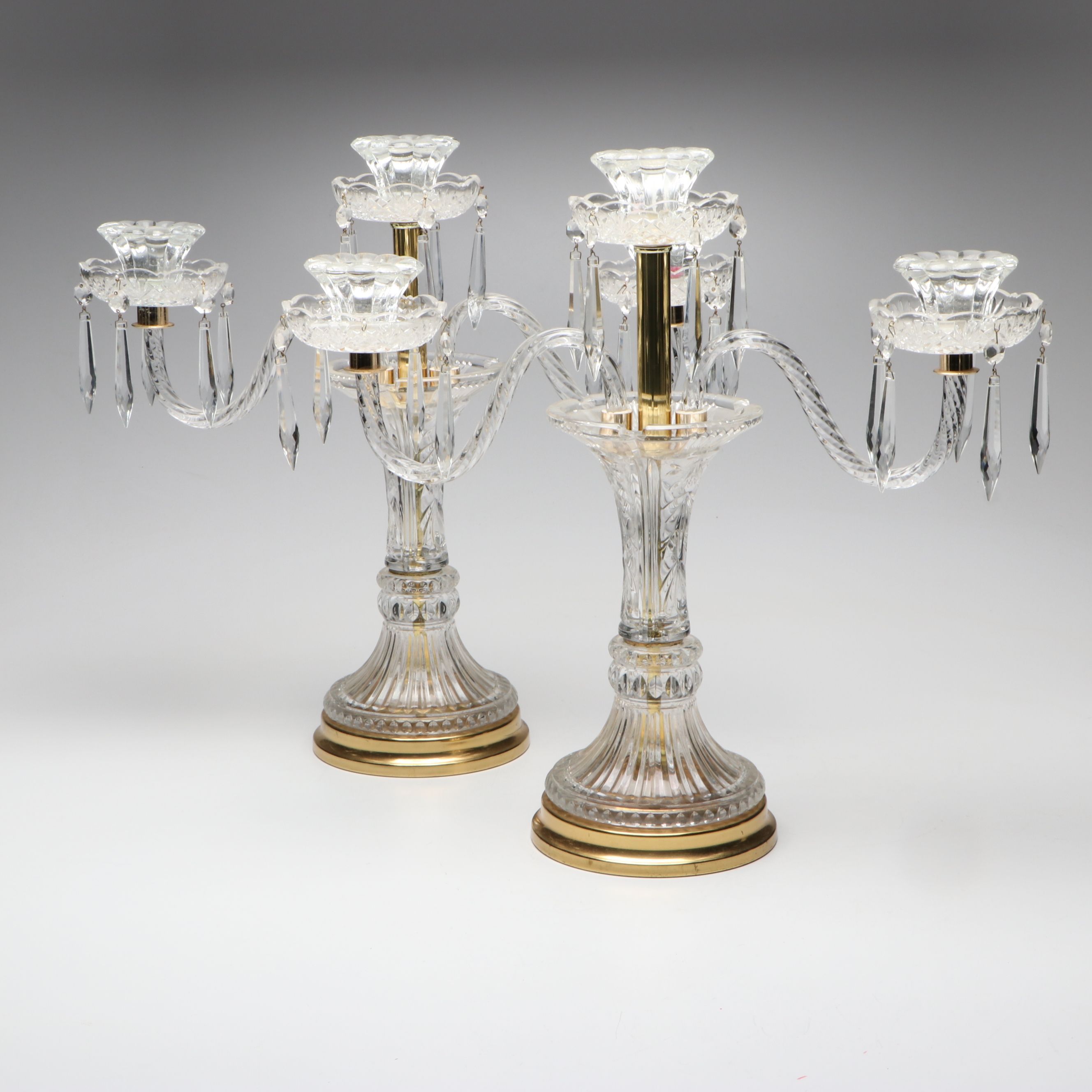 Cut Crystal Triple Candelabra