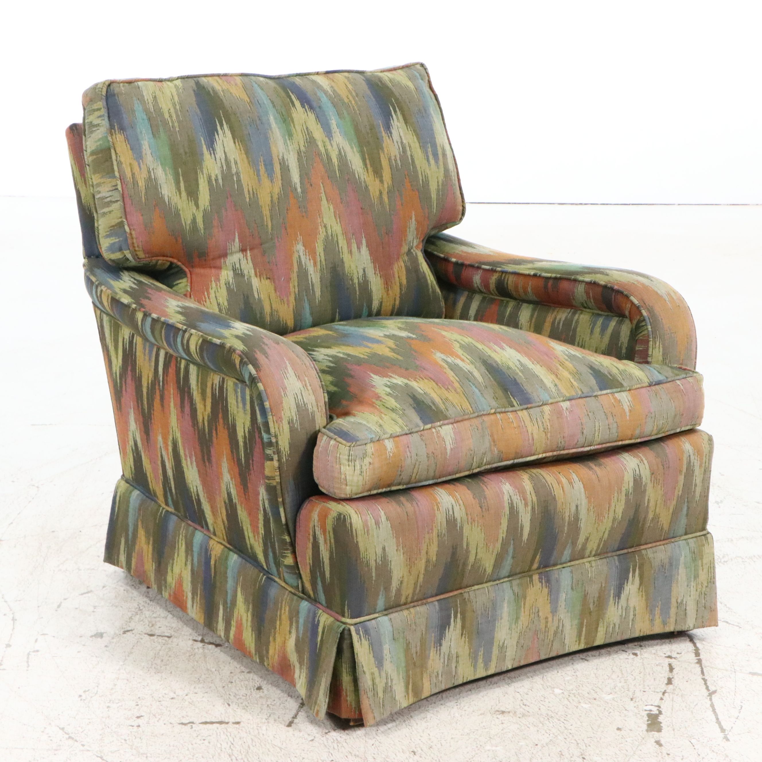 Pair of Vintage Flame Stitch Pattern Upholstered Club Chairs