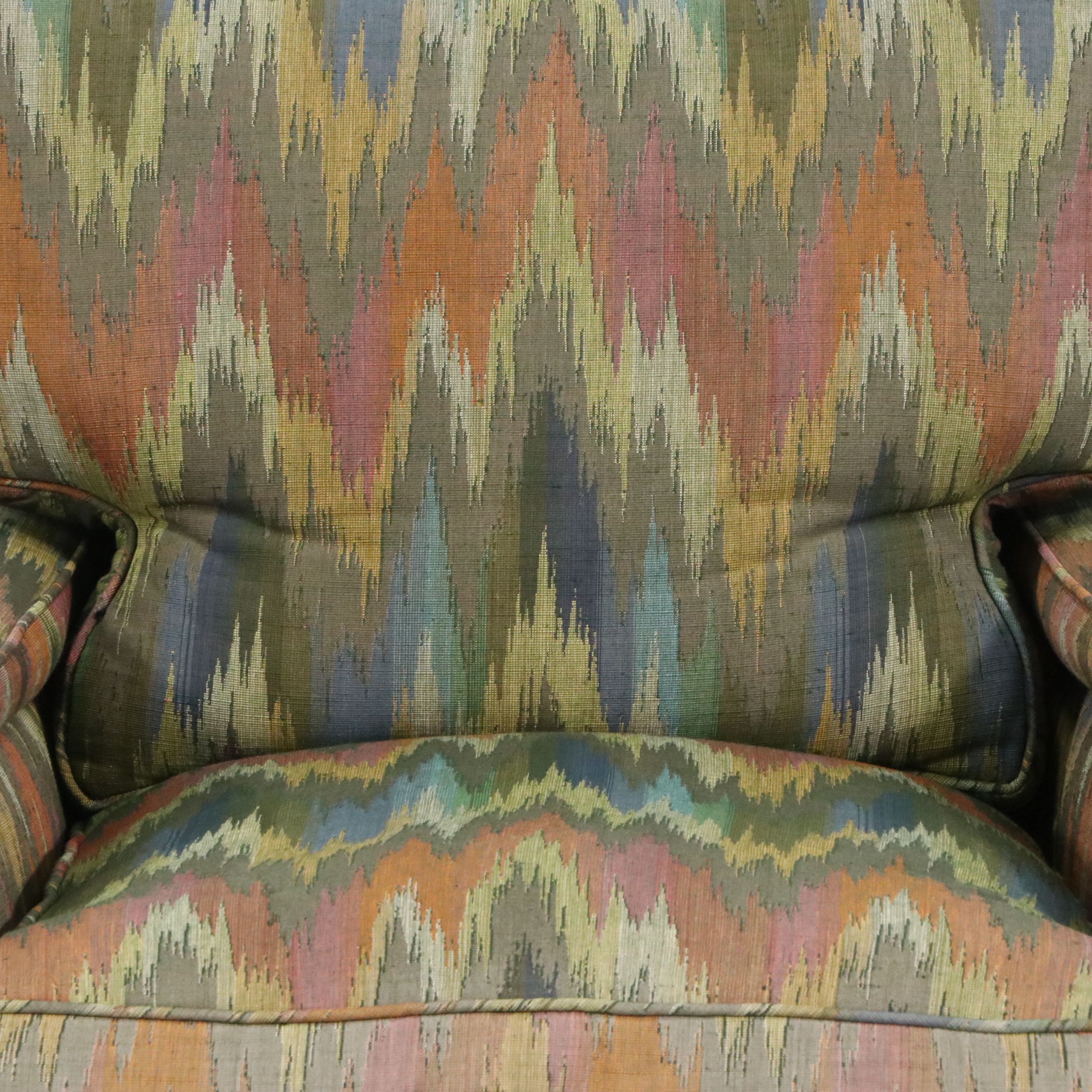 Pair of Vintage Flame Stitch Pattern Upholstered Club Chairs