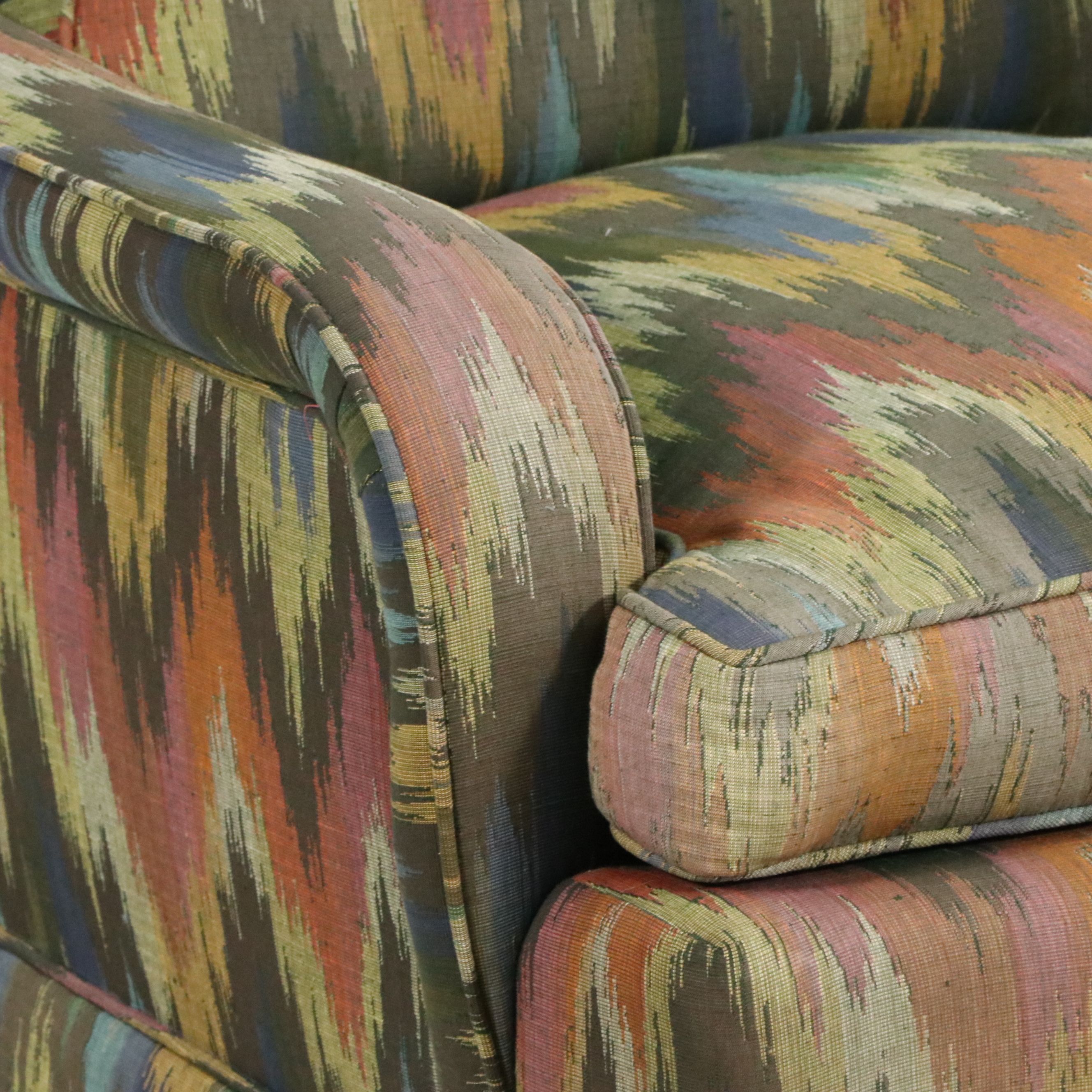 Pair of Vintage Flame Stitch Pattern Upholstered Club Chairs