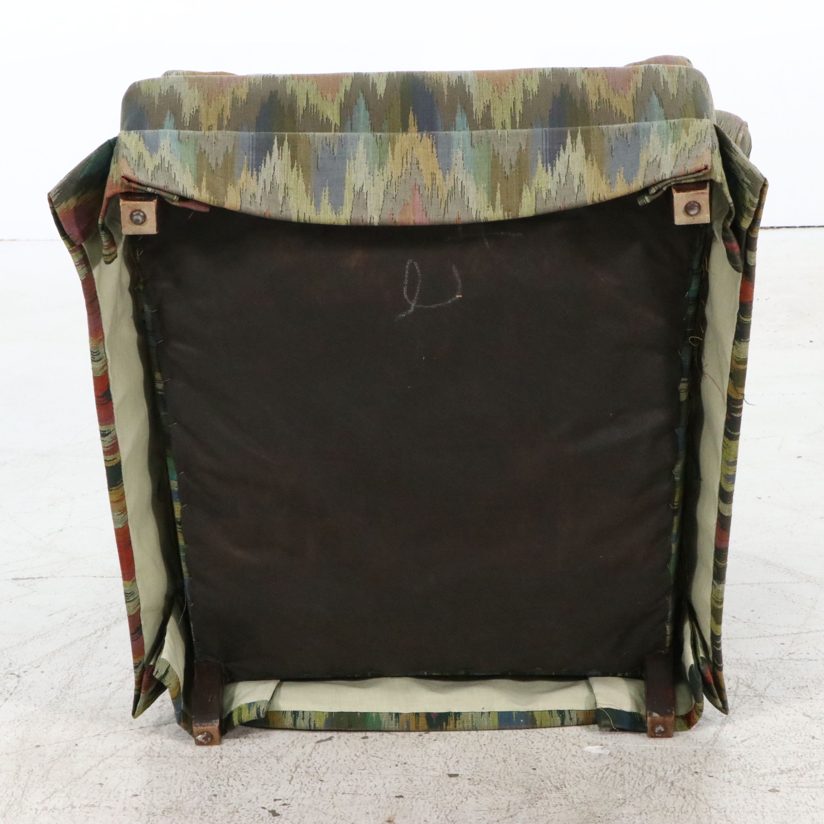 Pair of Vintage Flame Stitch Pattern Upholstered Club Chairs