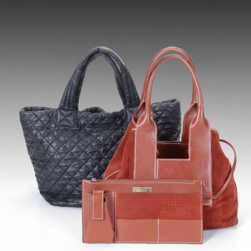 Lambertson Truex Suede & Leather Handbag with MZ Wallace Quilted Tote