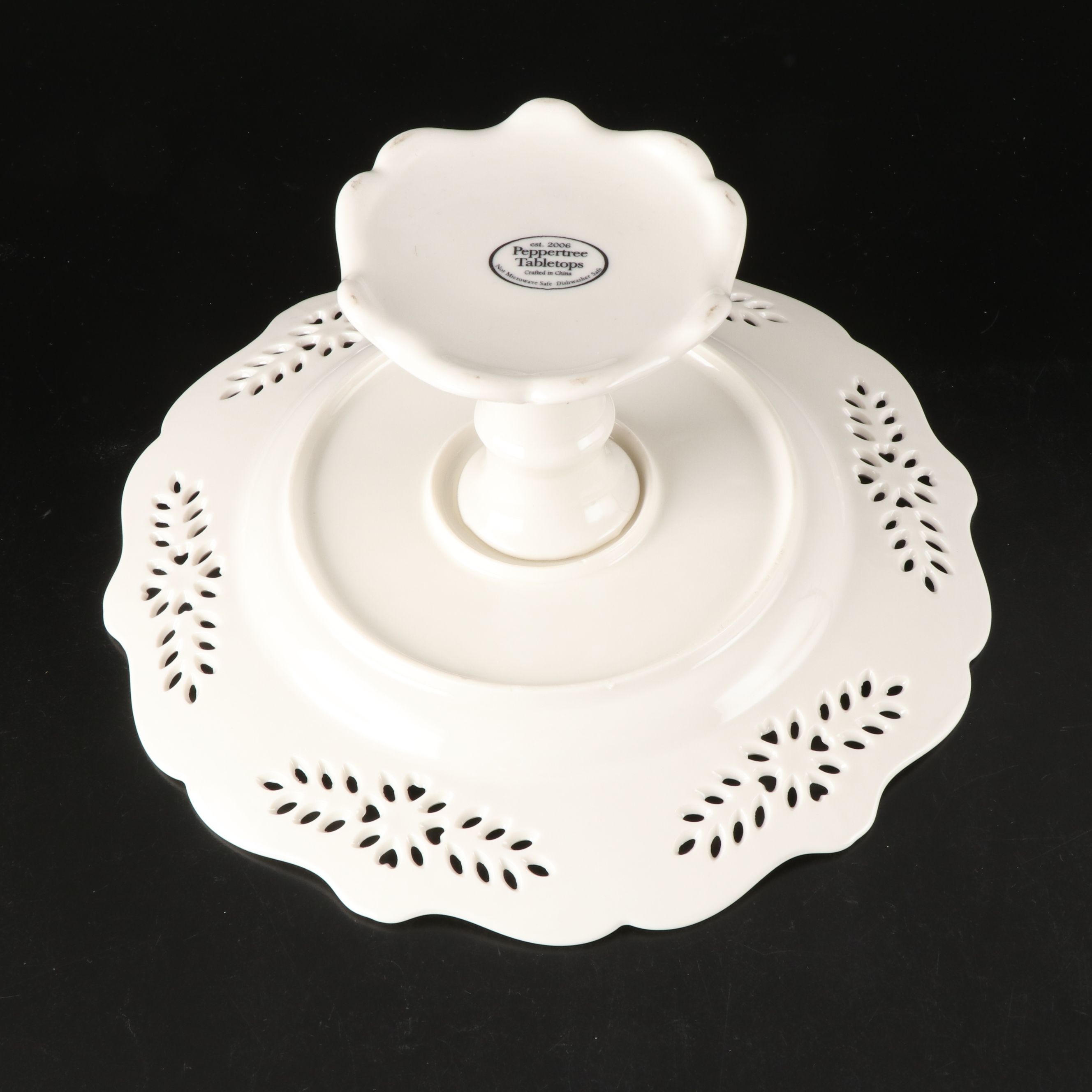 Peppertree Tabletops Porcelain Cake Stand and Teapot with Pumpkin Covered Dish