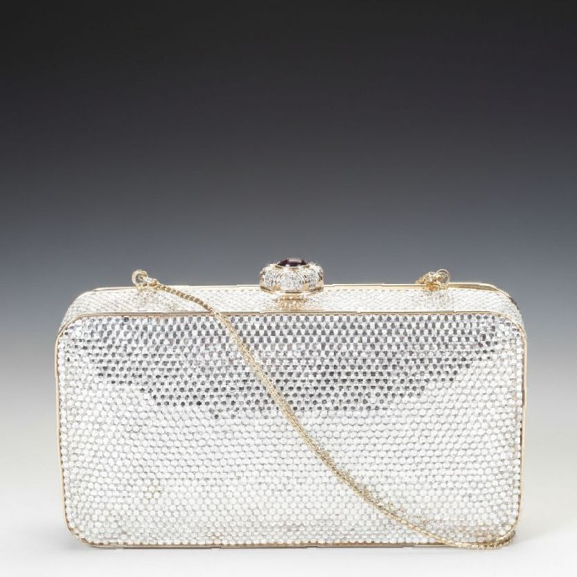 Judith Leiber Swarovski Crystal Embellished Minaudière with Chain Strap