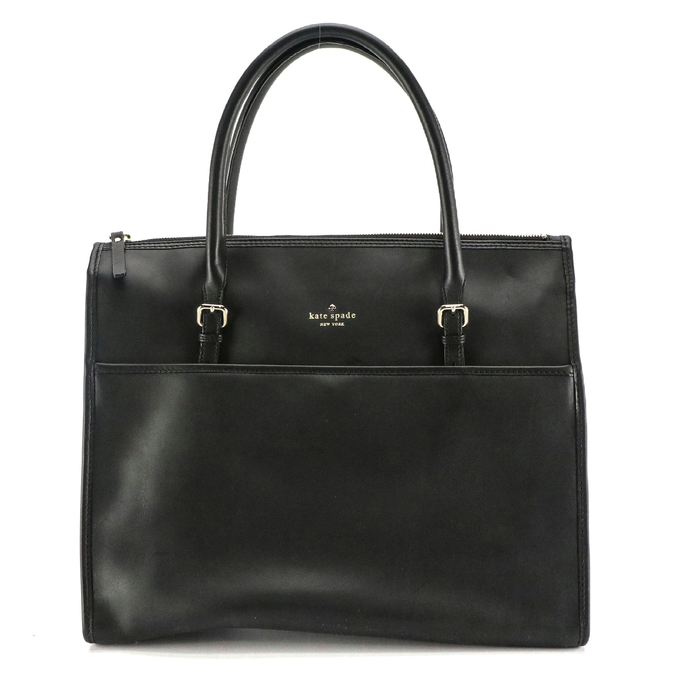 Kate Spade Vanston Maryclare Top Handle Tote Bag in Black Calfskin Leather
