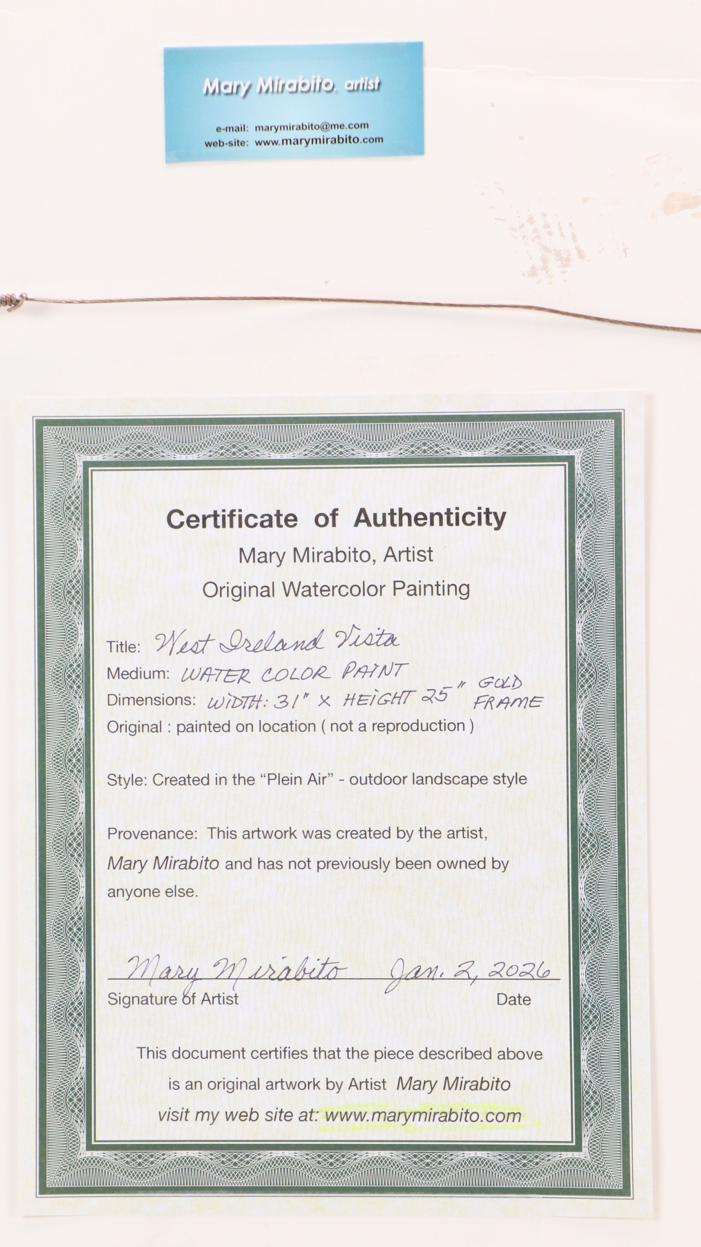 Mary Mirabito Watercolor Painting "West Ireland Vista," 2026