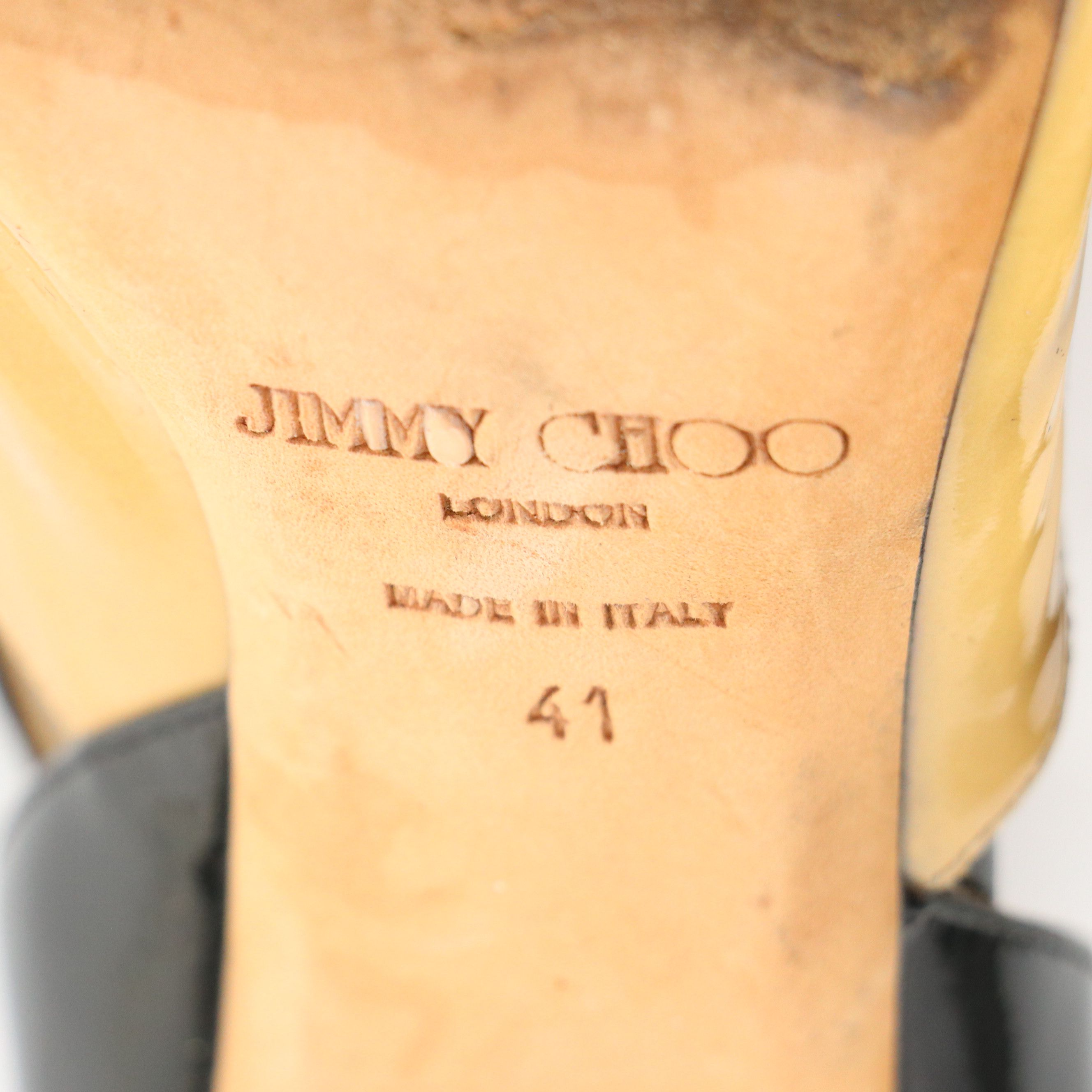 Jimmy Choo Pointed-Toe Cutout Pumps in Bicolor Patent Leather