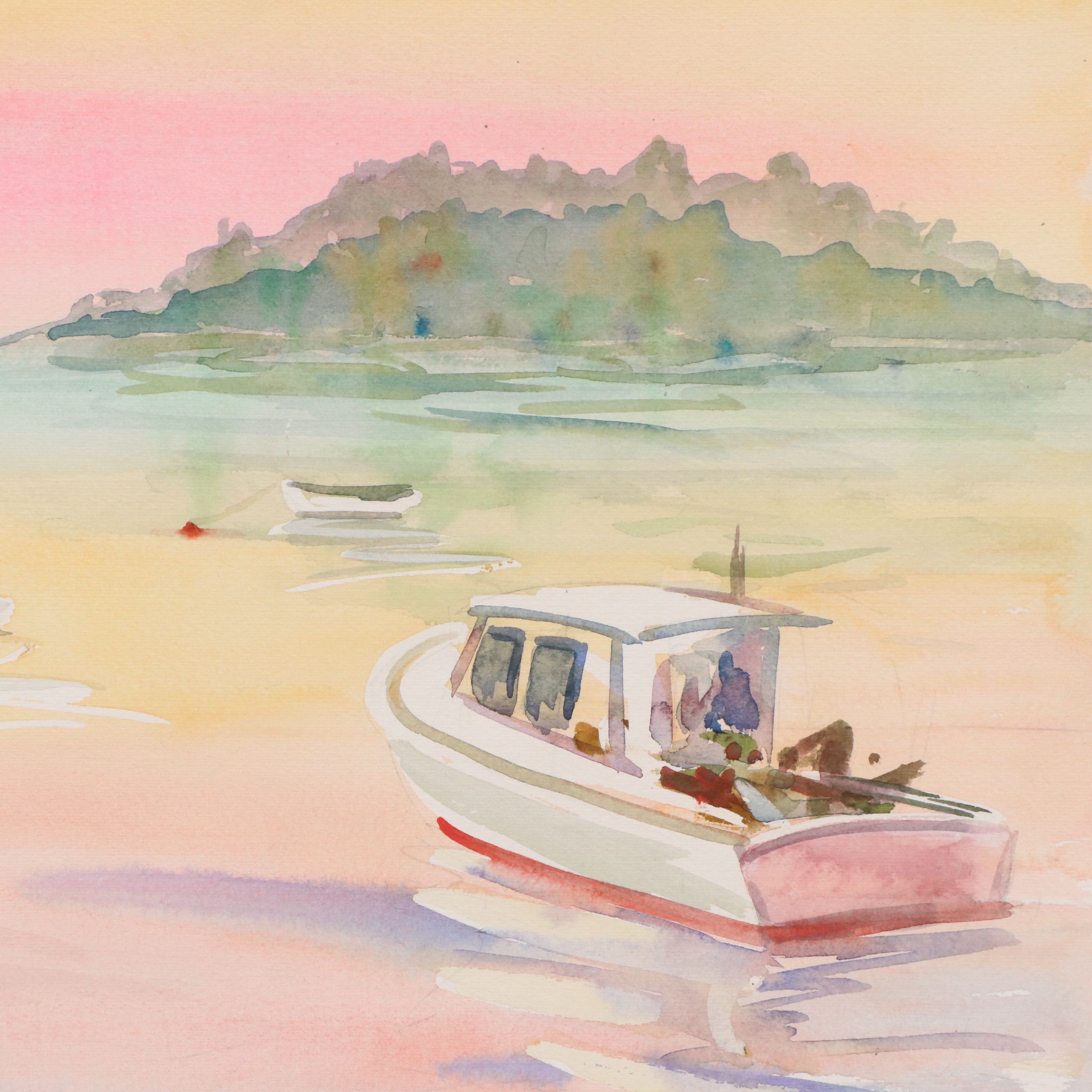 Mary Mirabito Watercolor Painting "Maine Harbor Scene," 2026