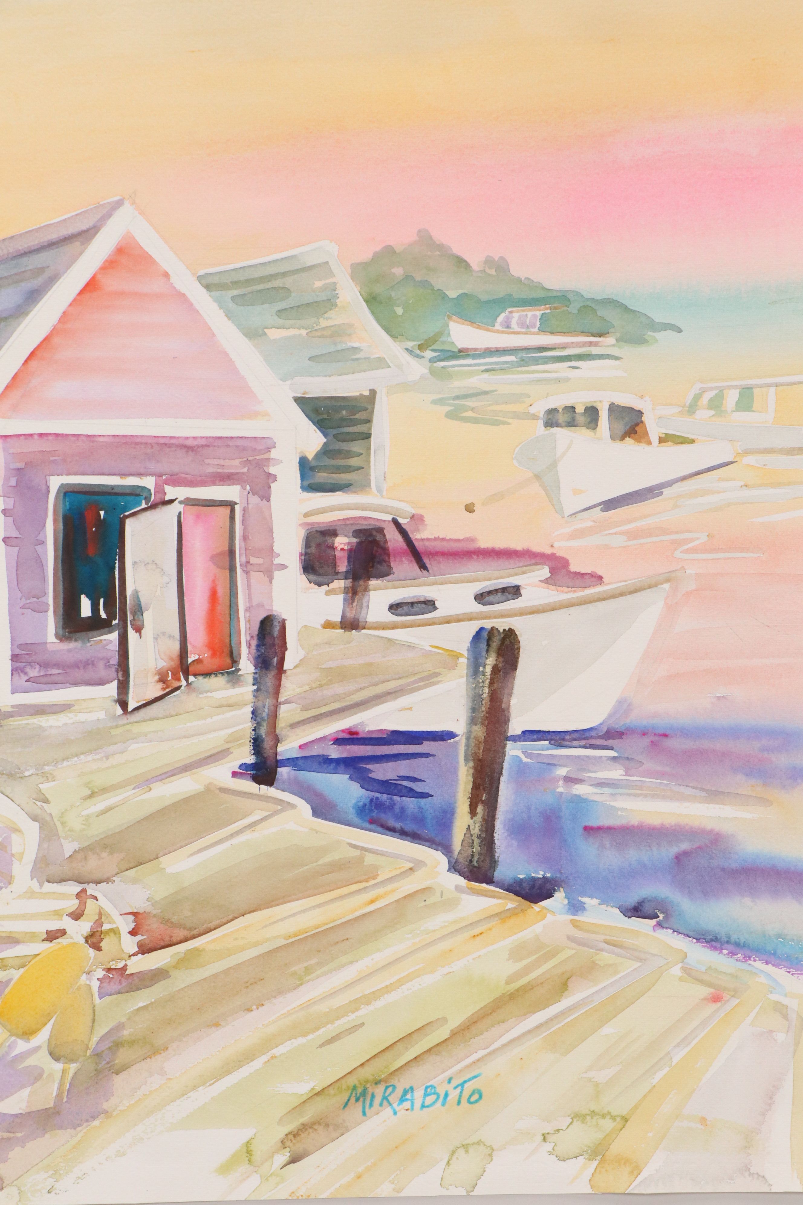 Mary Mirabito Watercolor Painting "Maine Harbor Scene," 2026