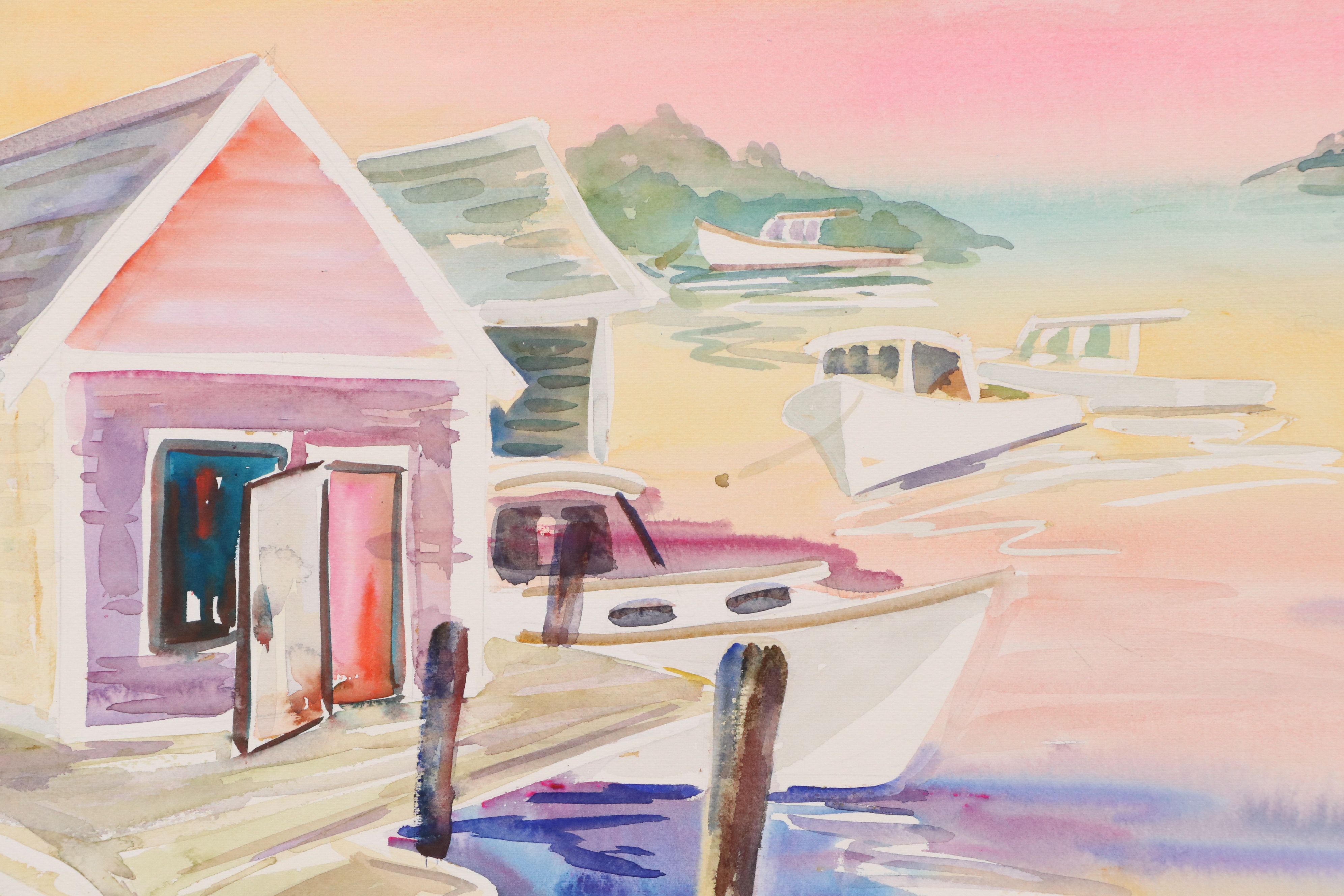 Mary Mirabito Watercolor Painting "Maine Harbor Scene," 2026