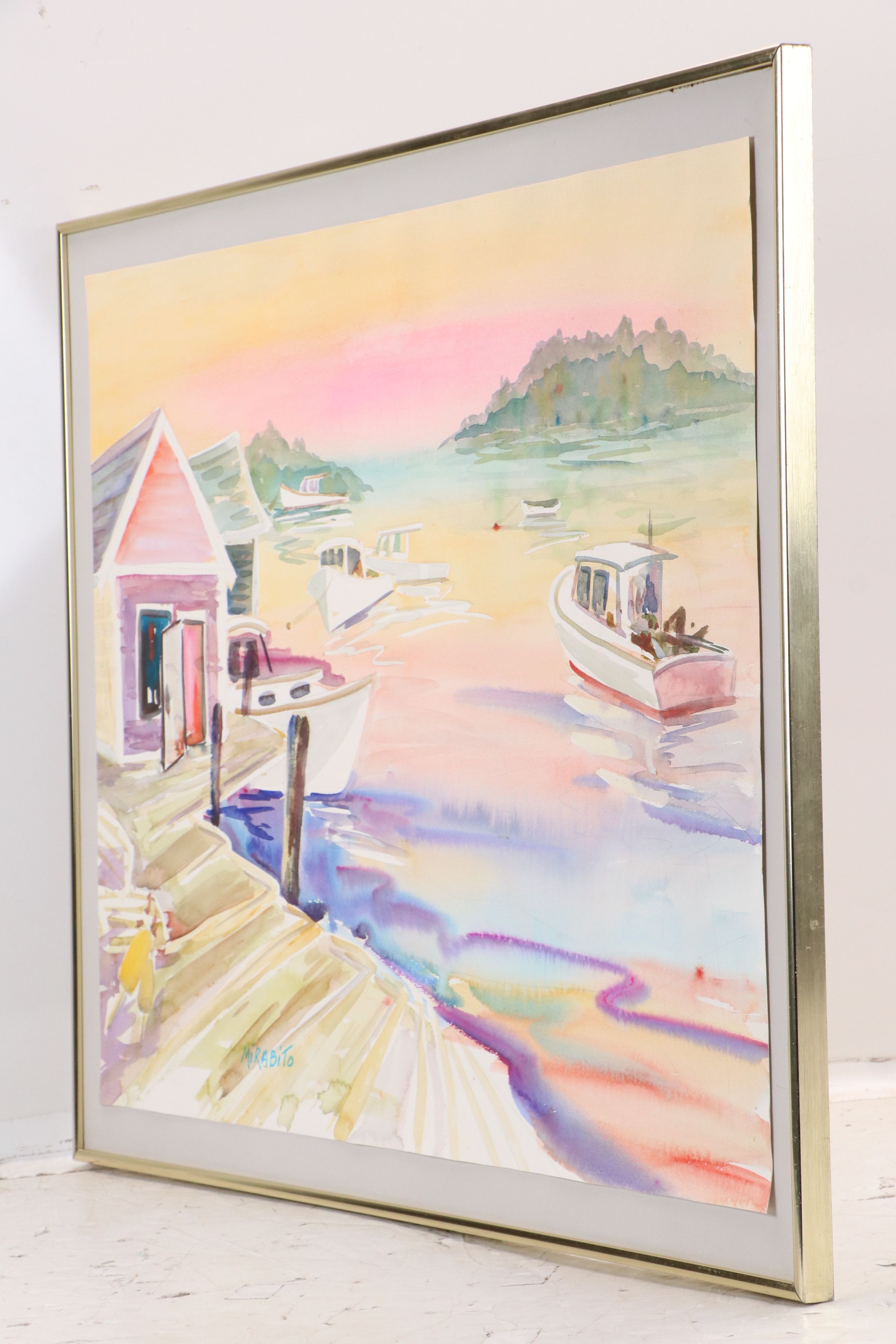 Mary Mirabito Watercolor Painting "Maine Harbor Scene," 2026