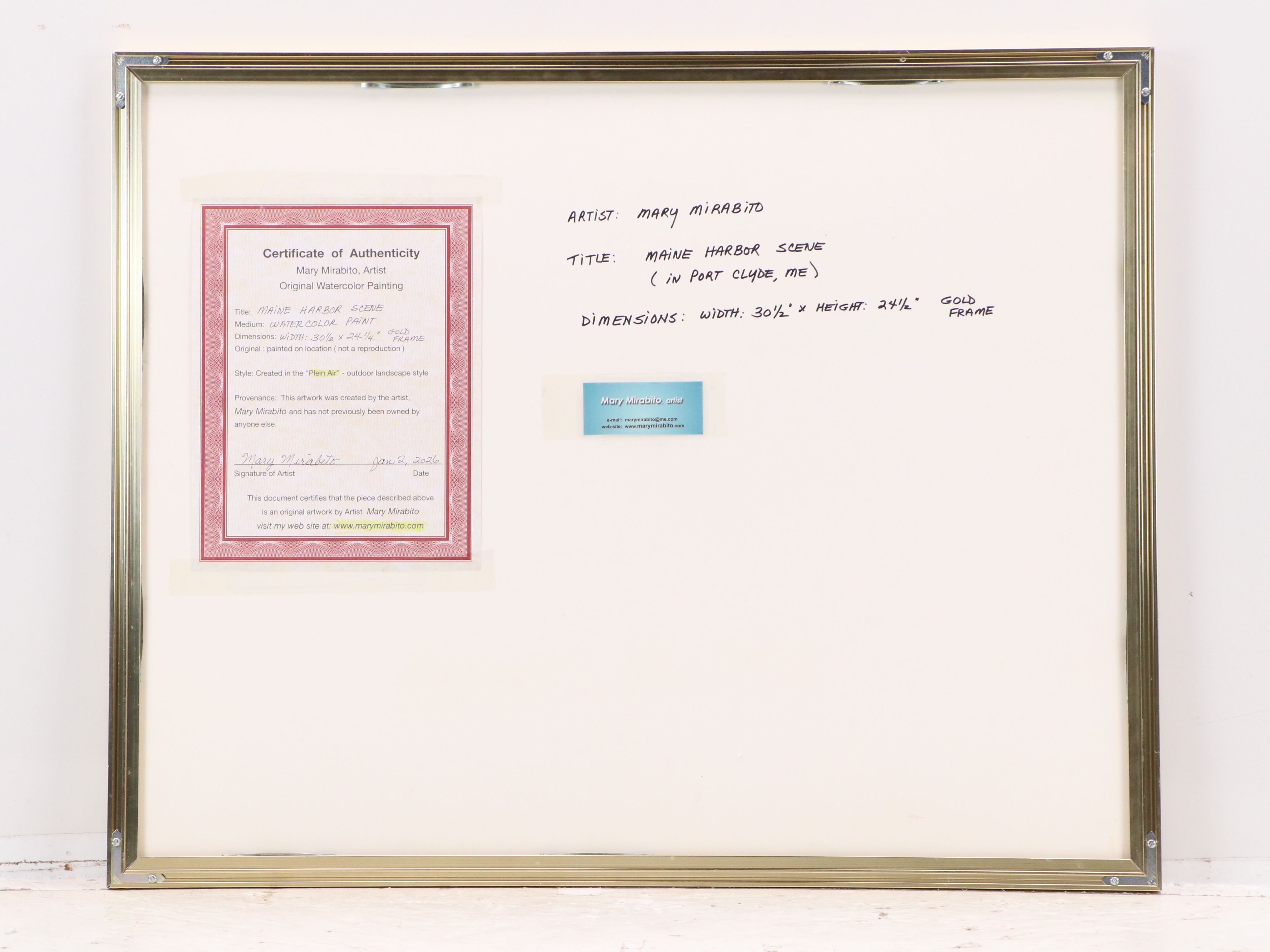 Mary Mirabito Watercolor Painting "Maine Harbor Scene," 2026