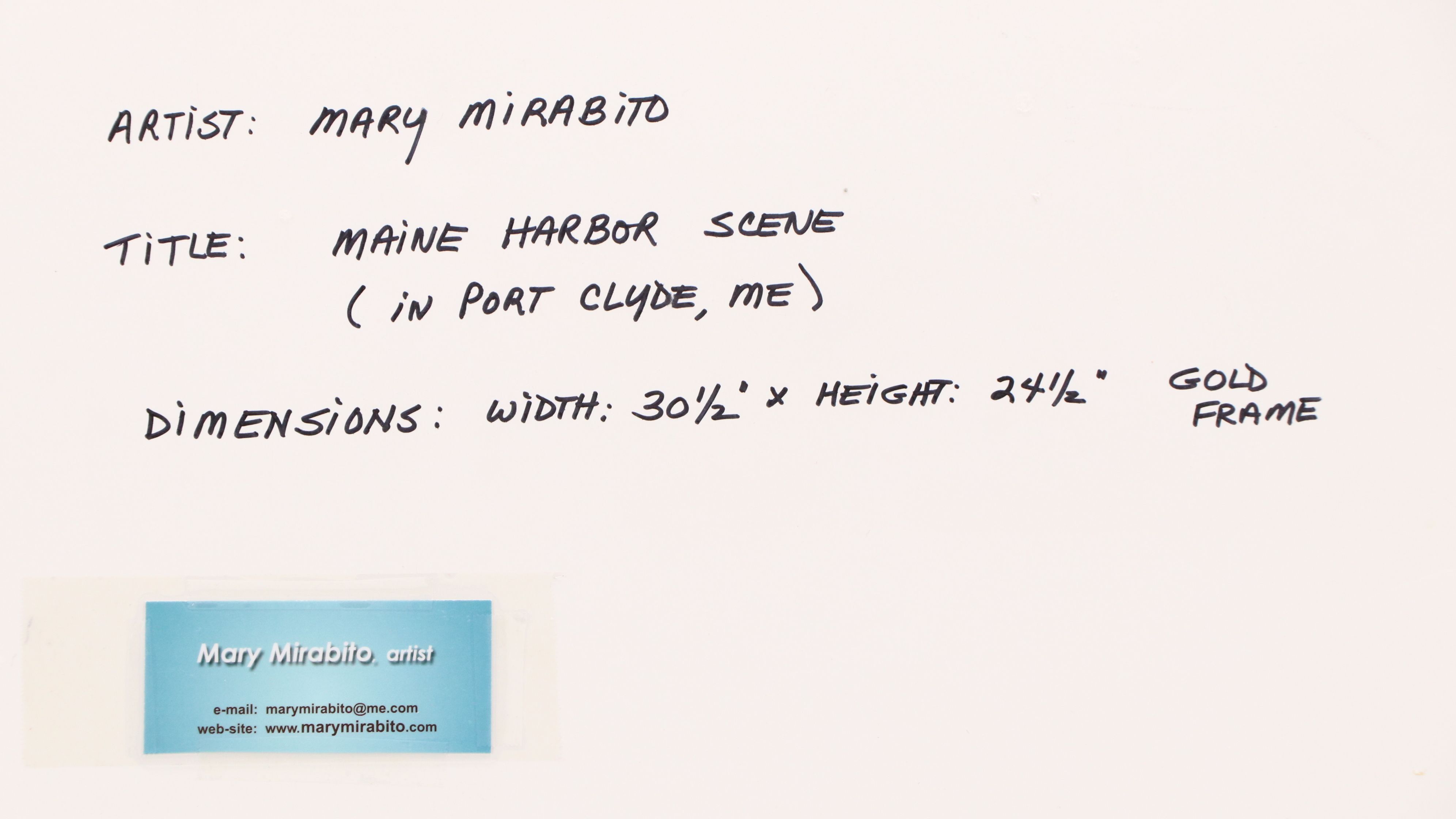 Mary Mirabito Watercolor Painting "Maine Harbor Scene," 2026