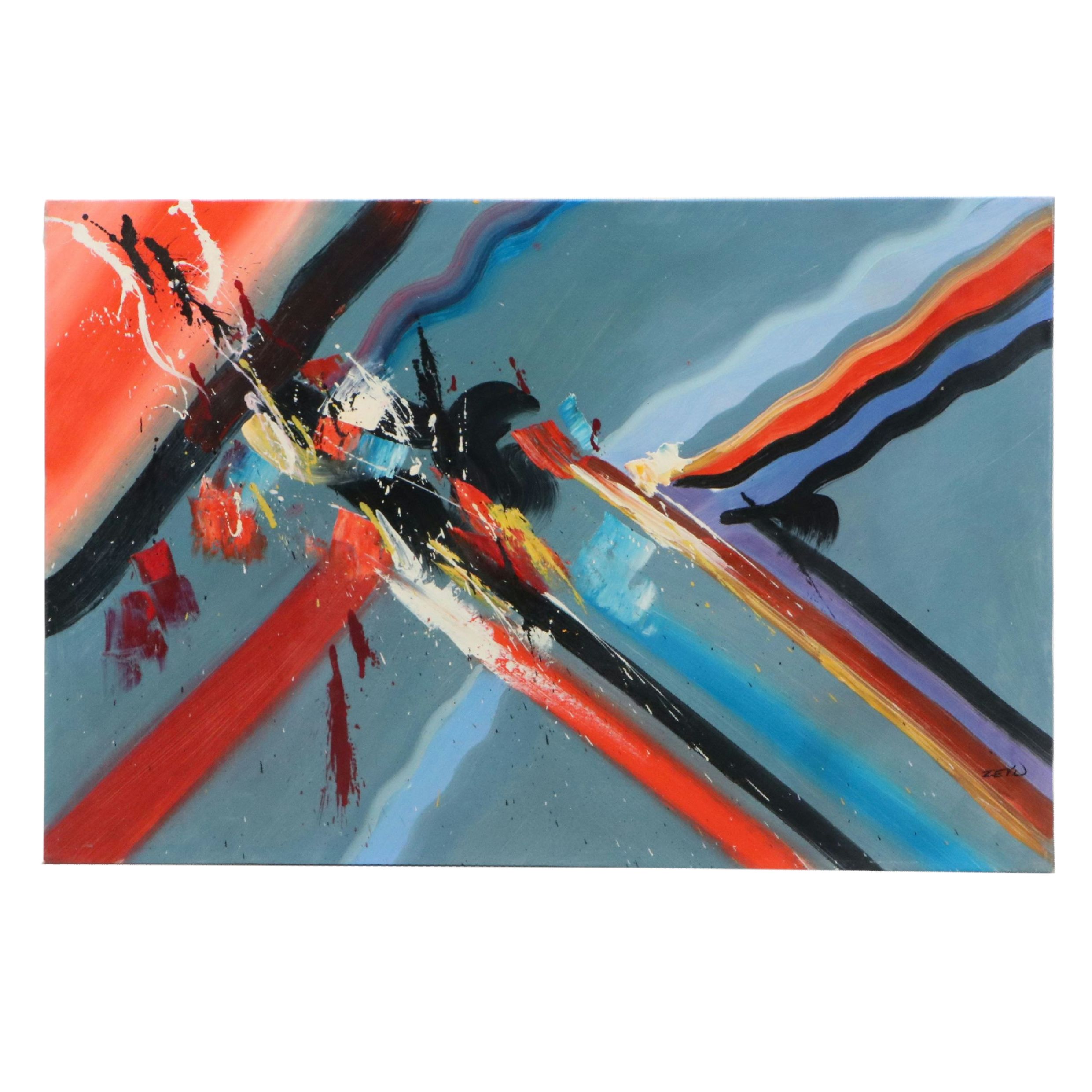 Abstract Expressionist Acrylic Painting, 21st Century
