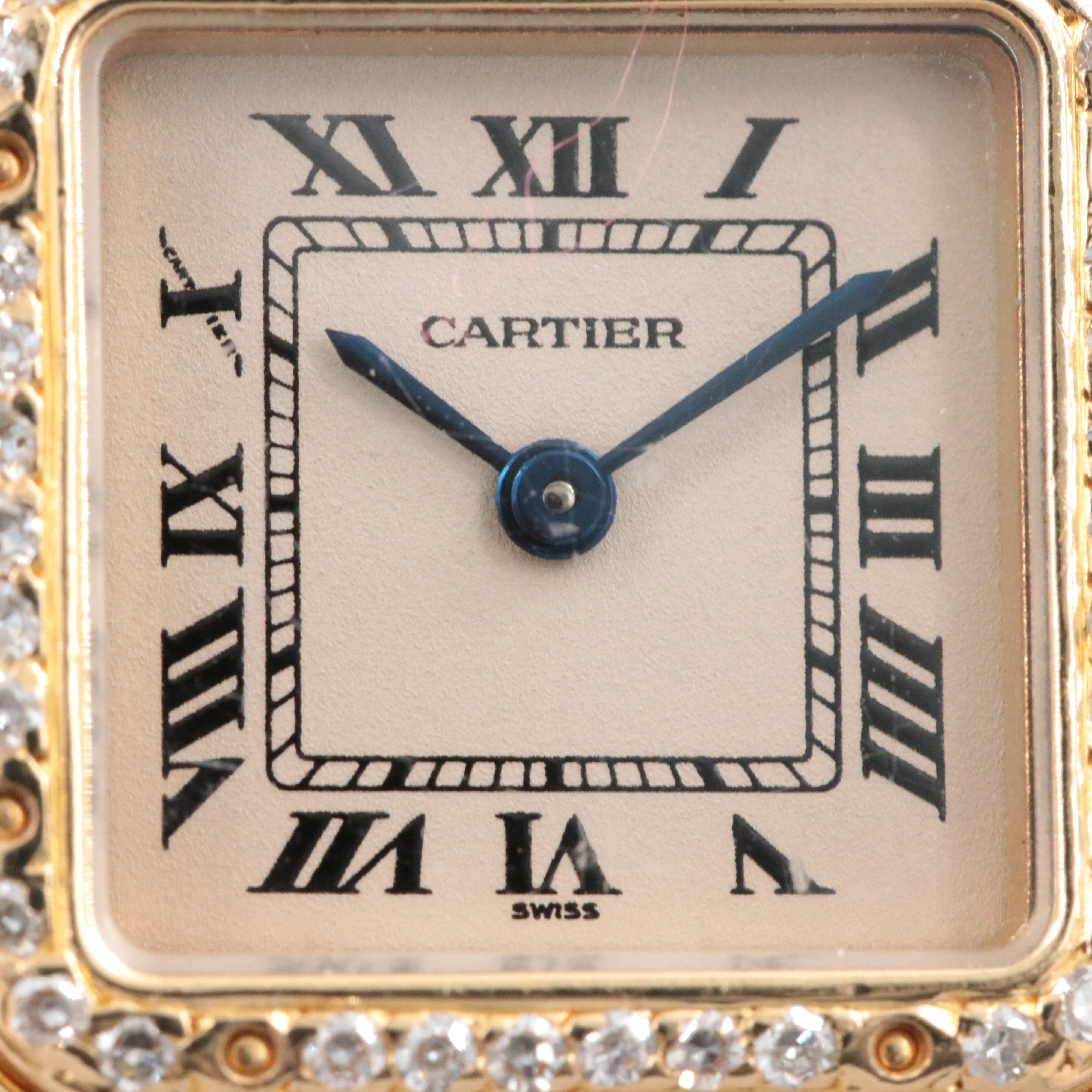 18K Cartier Panthere Small Model Custom Diamond Bezel Watch