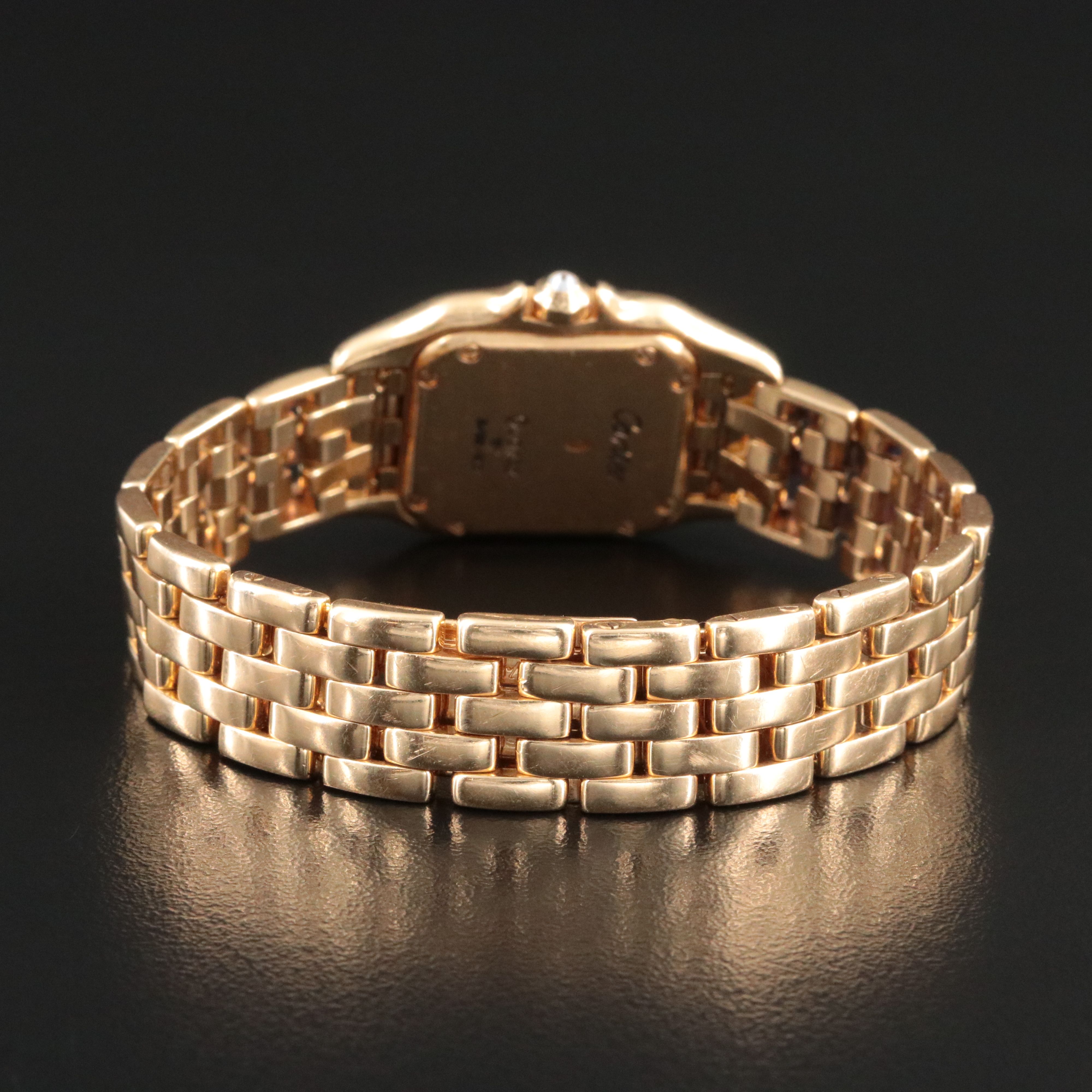 18K Cartier Panthere Small Model Custom Diamond Bezel Watch