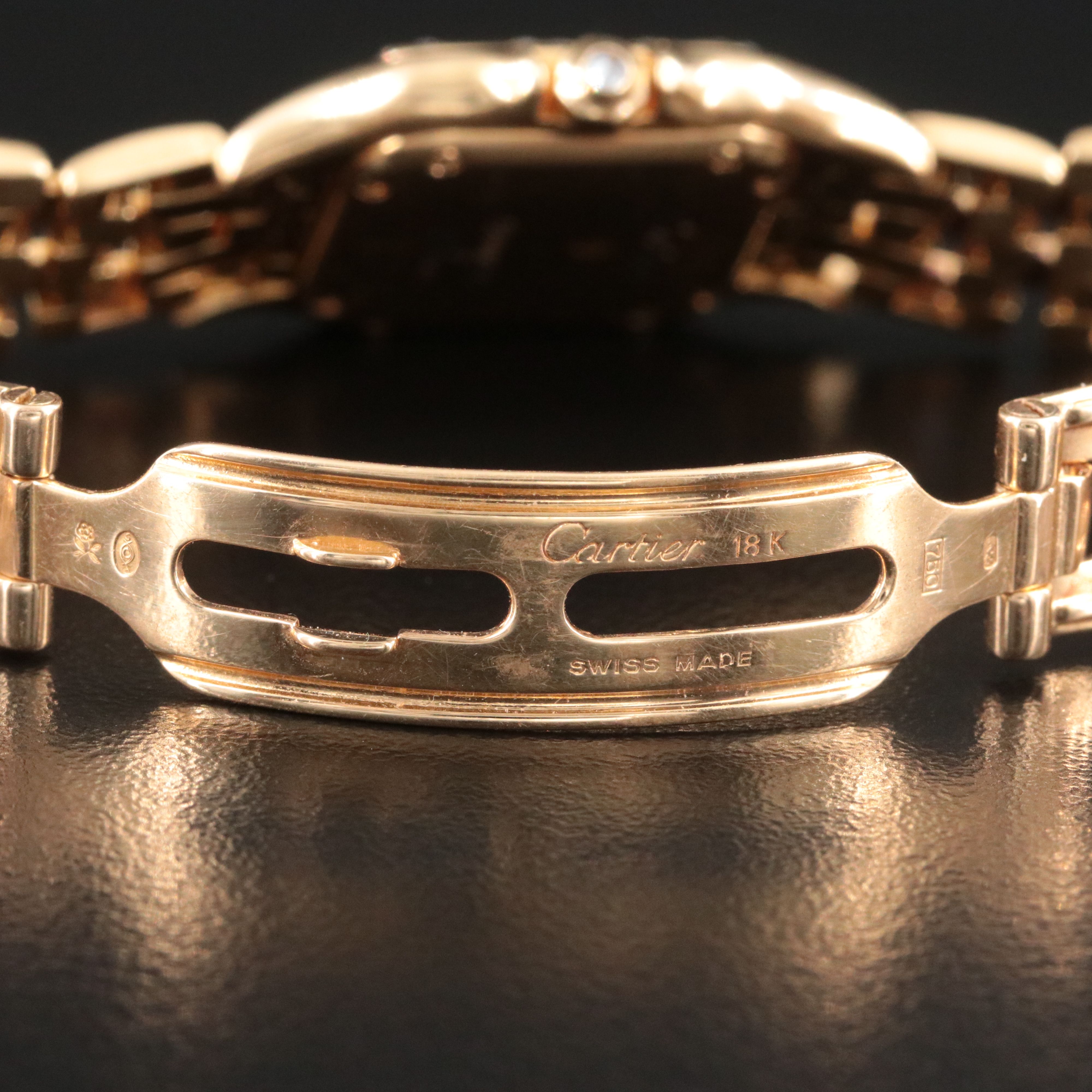 18K Cartier Panthere Small Model Custom Diamond Bezel Watch