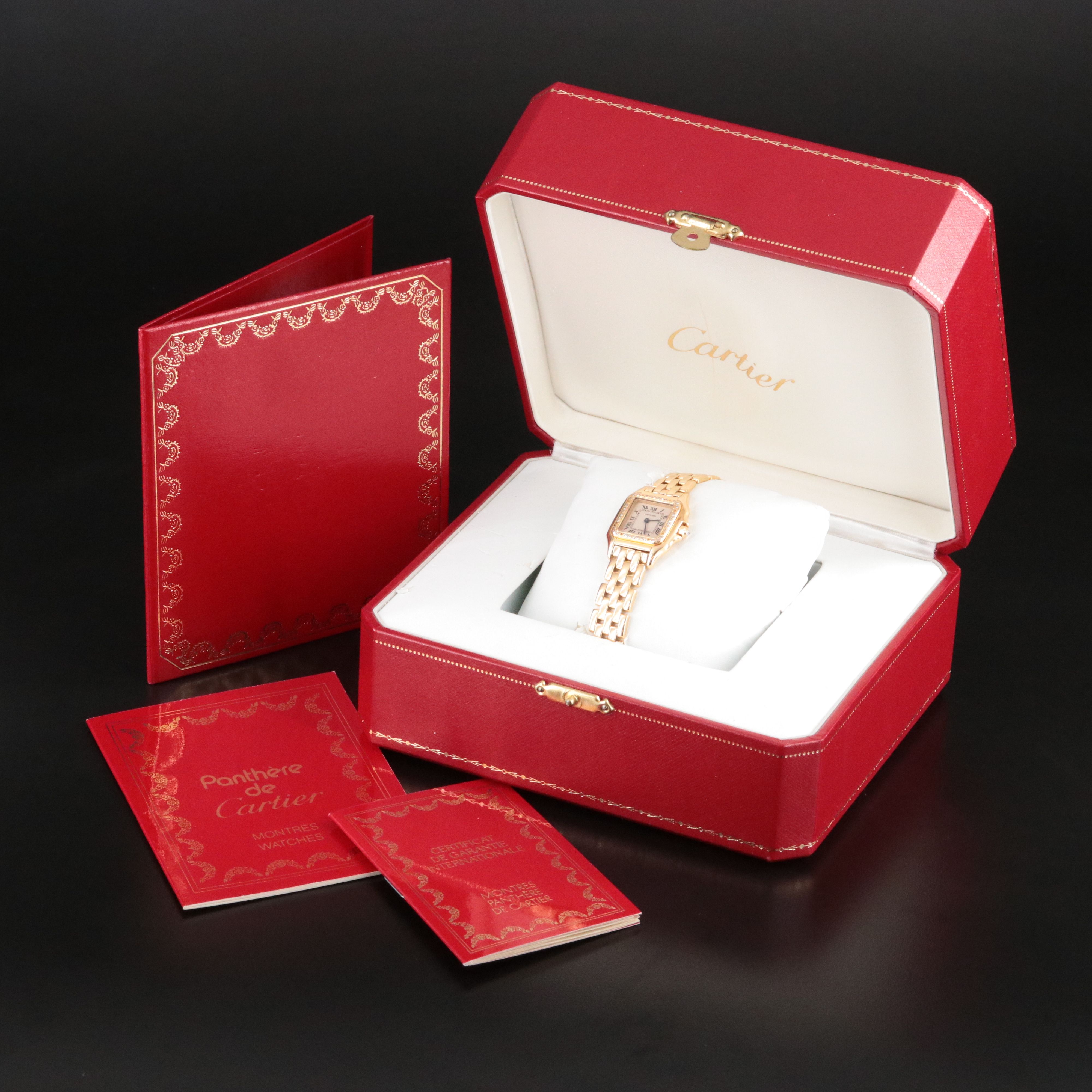 18K Cartier Panthere Small Model Custom Diamond Bezel Watch