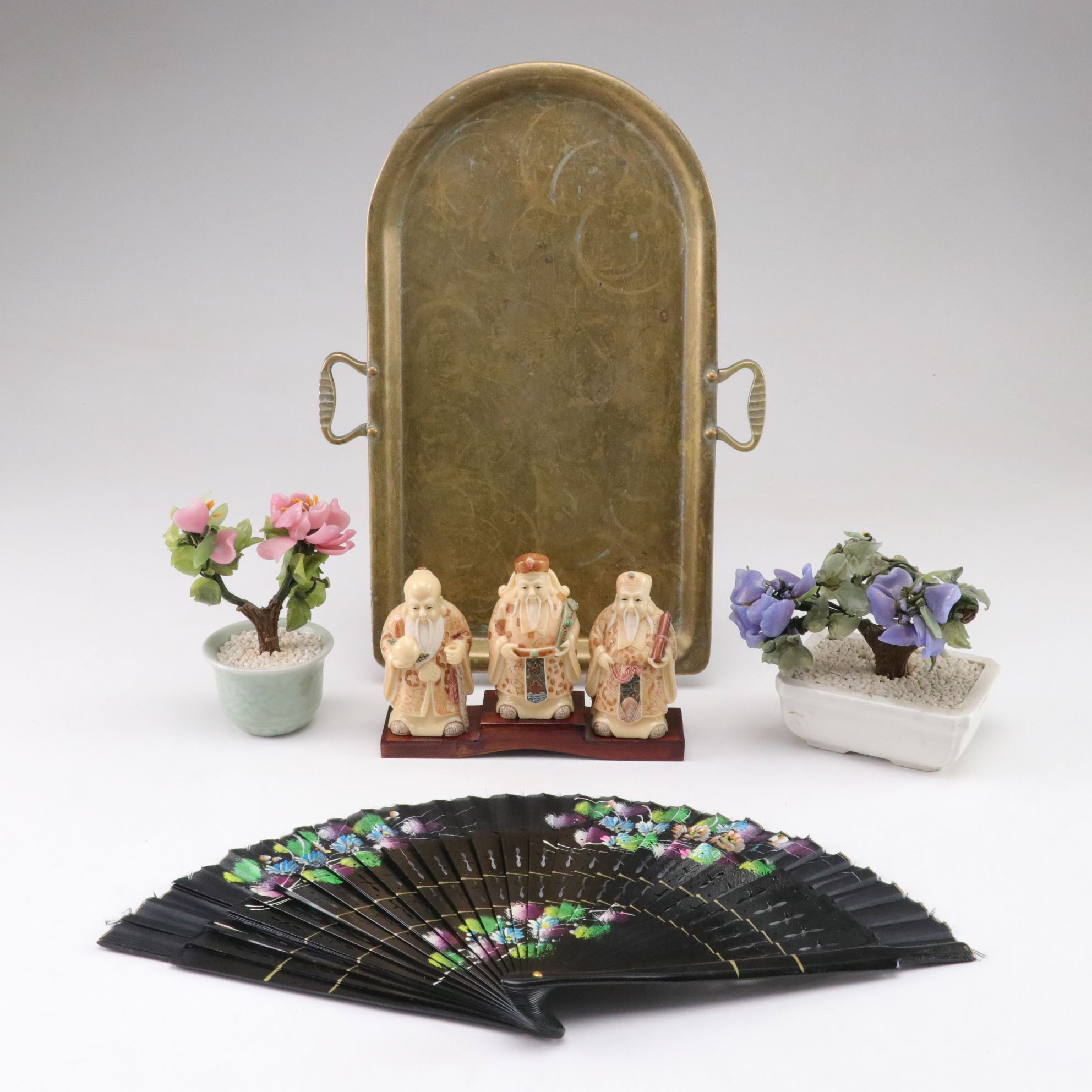 Sanxing Figurines, Pekingese Glass Flowers and More