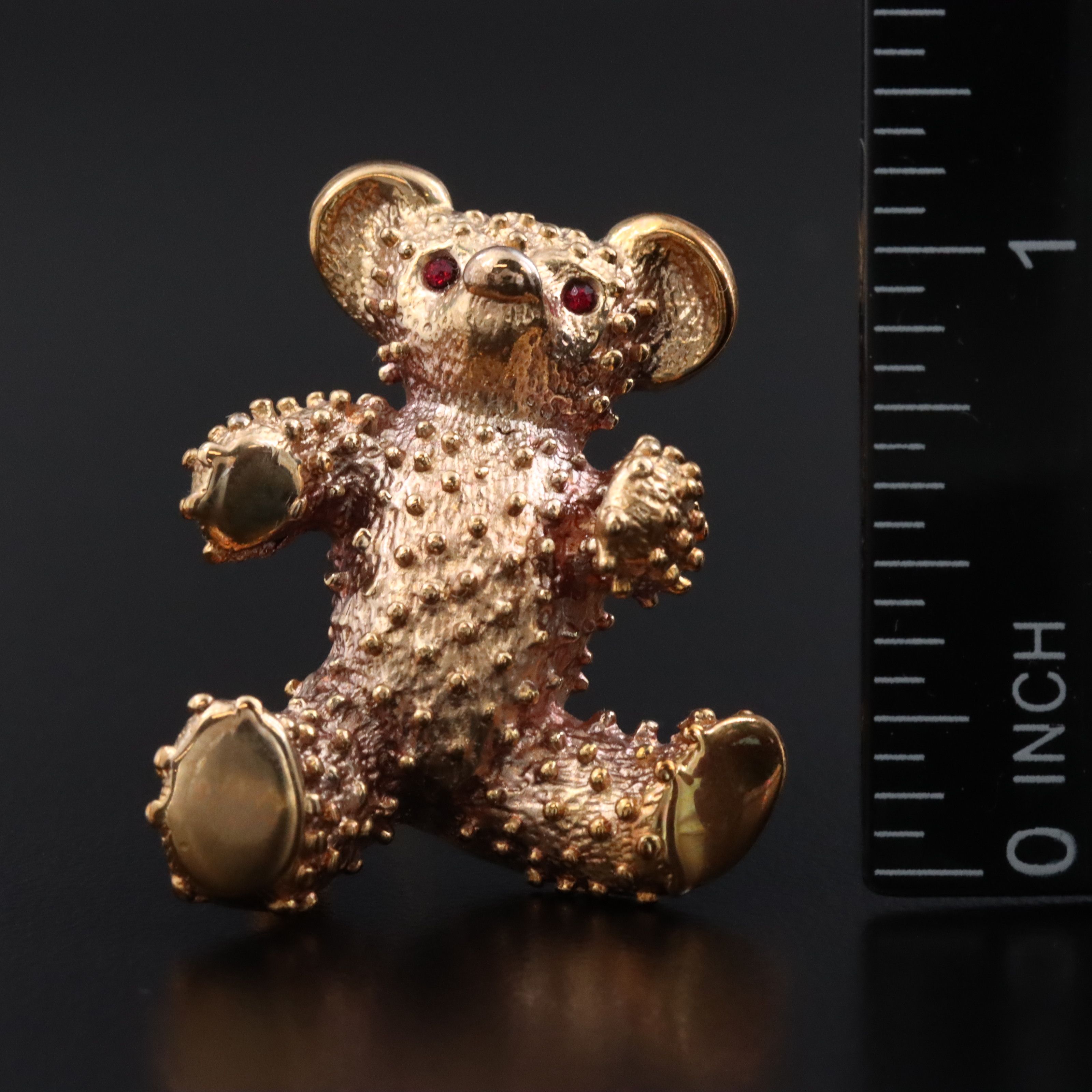 Krementz Teddy Bear Brooch with Rhinestones