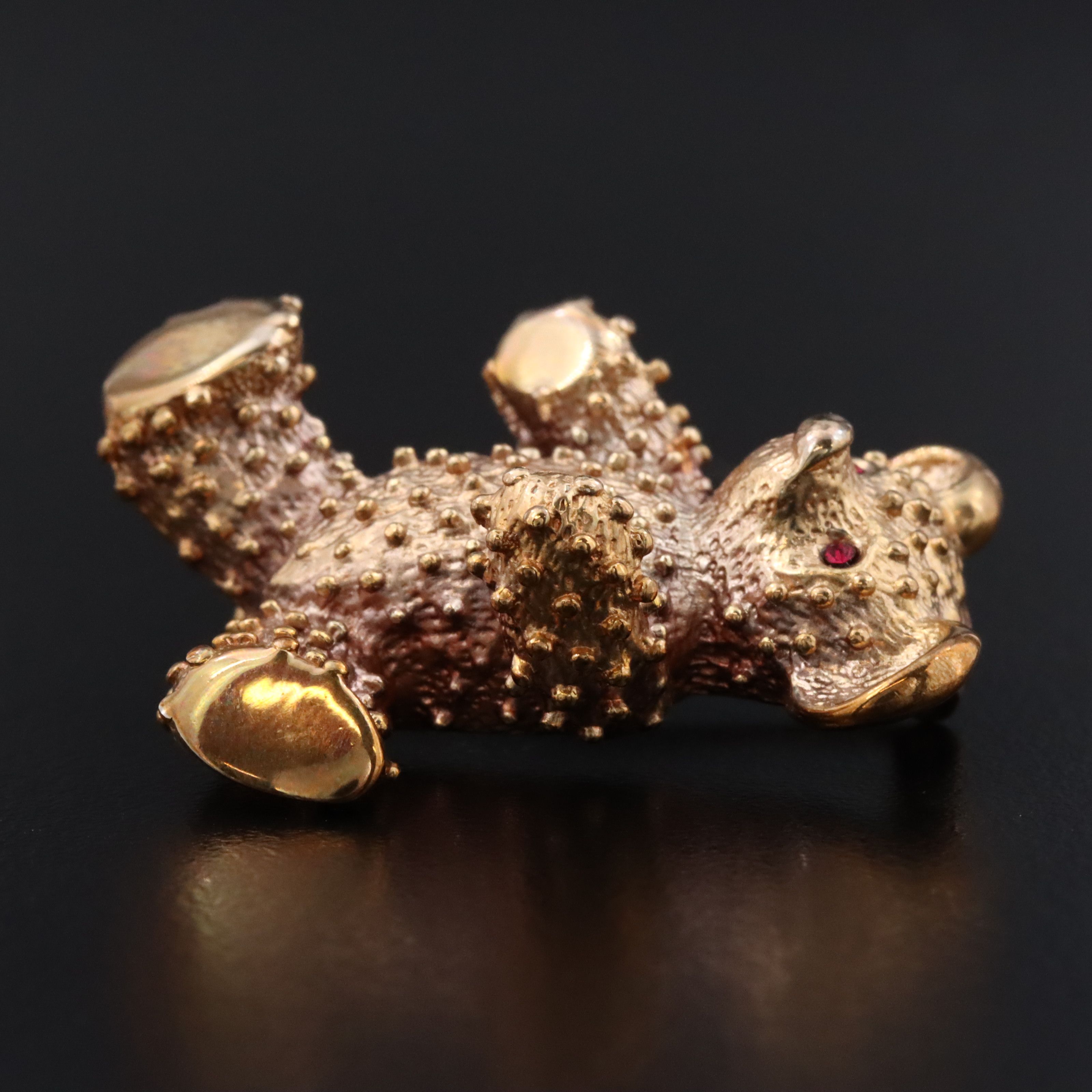 Krementz Teddy Bear Brooch with Rhinestones