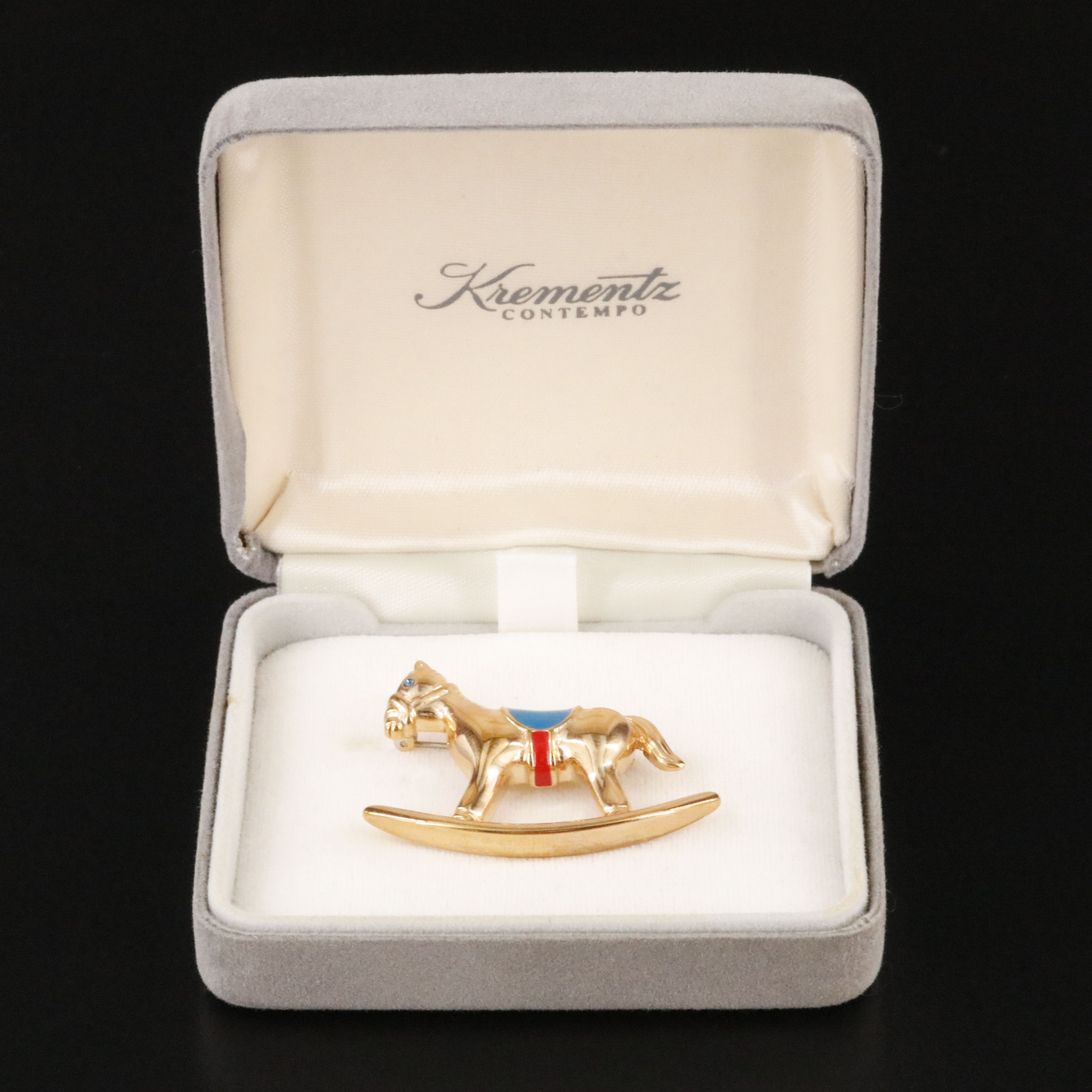 Krementz Enamel Hobby Horse Brooch