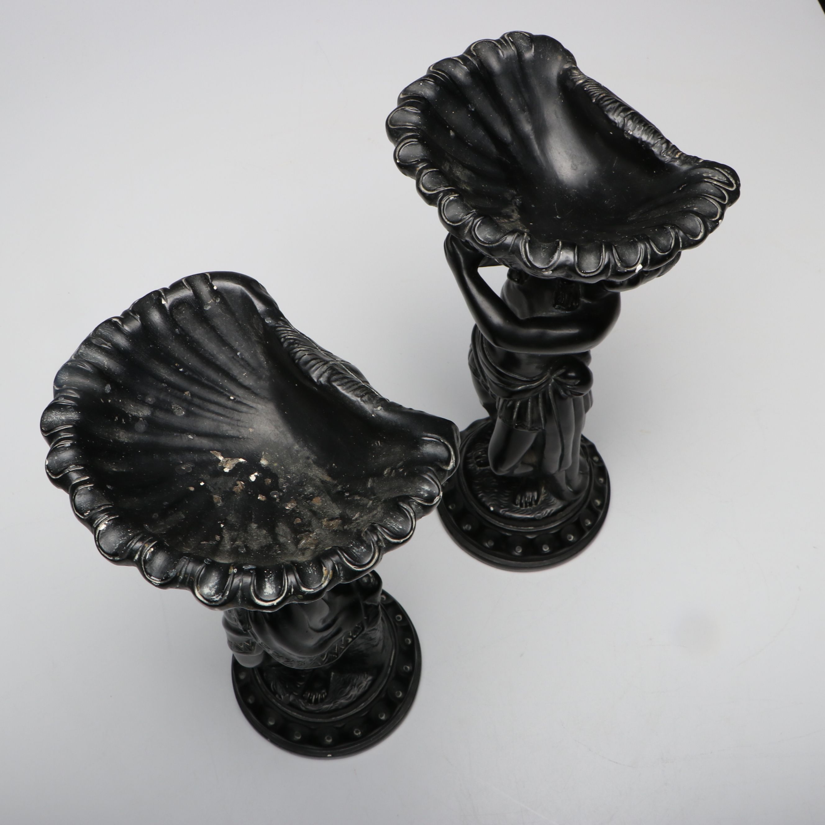 Alexander Backer Co. Chalkware Figural Pedestal Bowls, Mid-20th Century