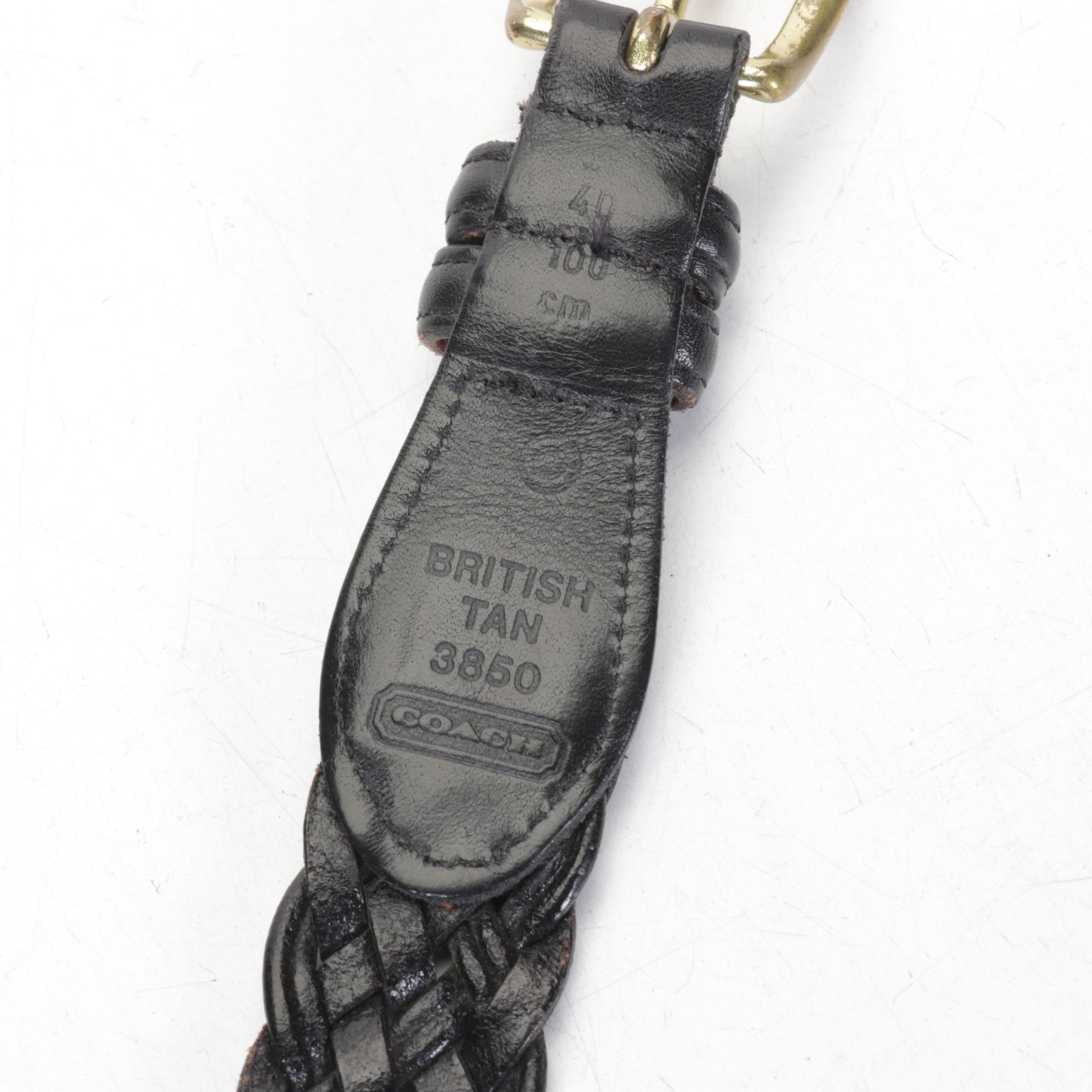 Men's Coach Braided Black British Tanned Cowhide Leather Belt