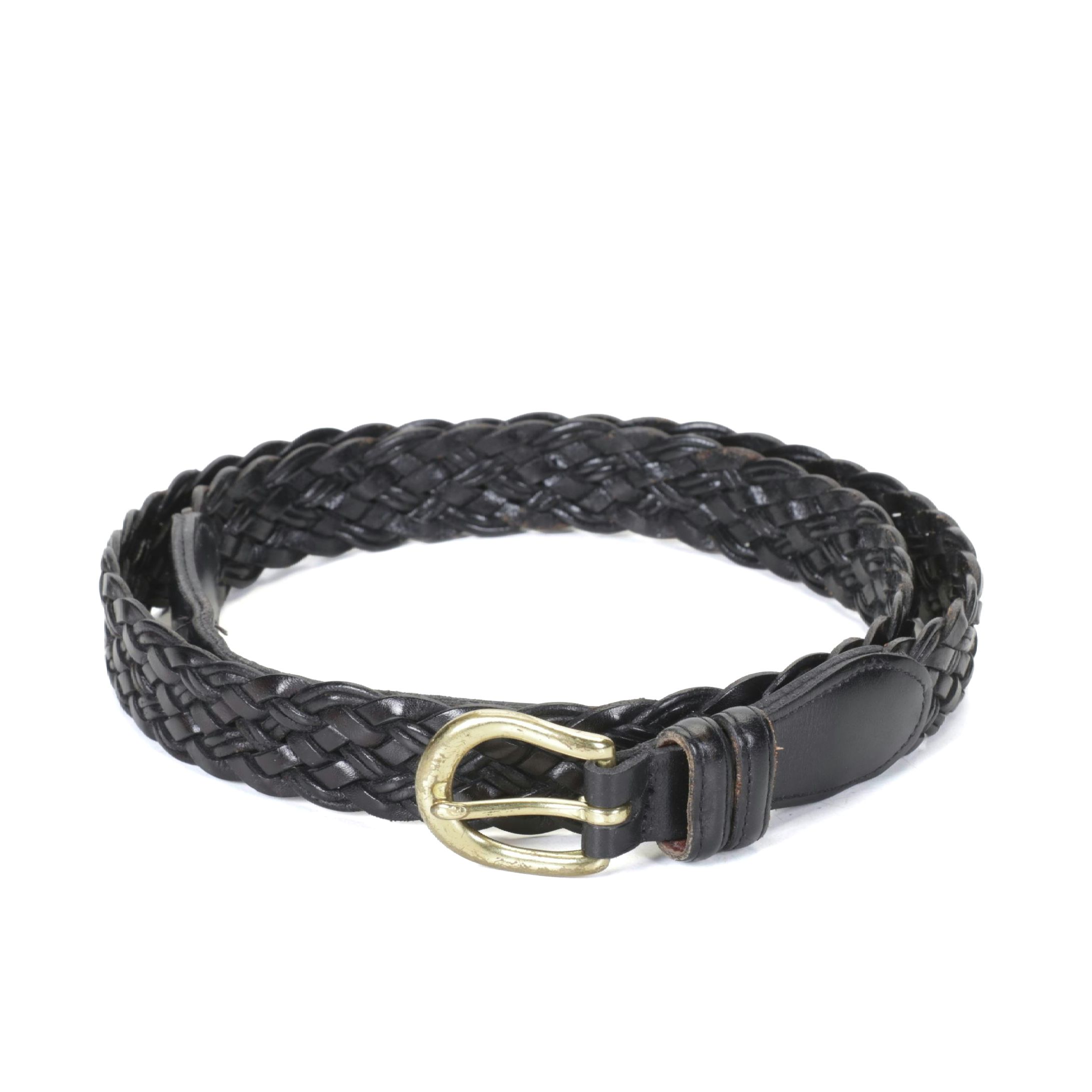 Men's Coach Braided Black British Tanned Cowhide Leather Belt