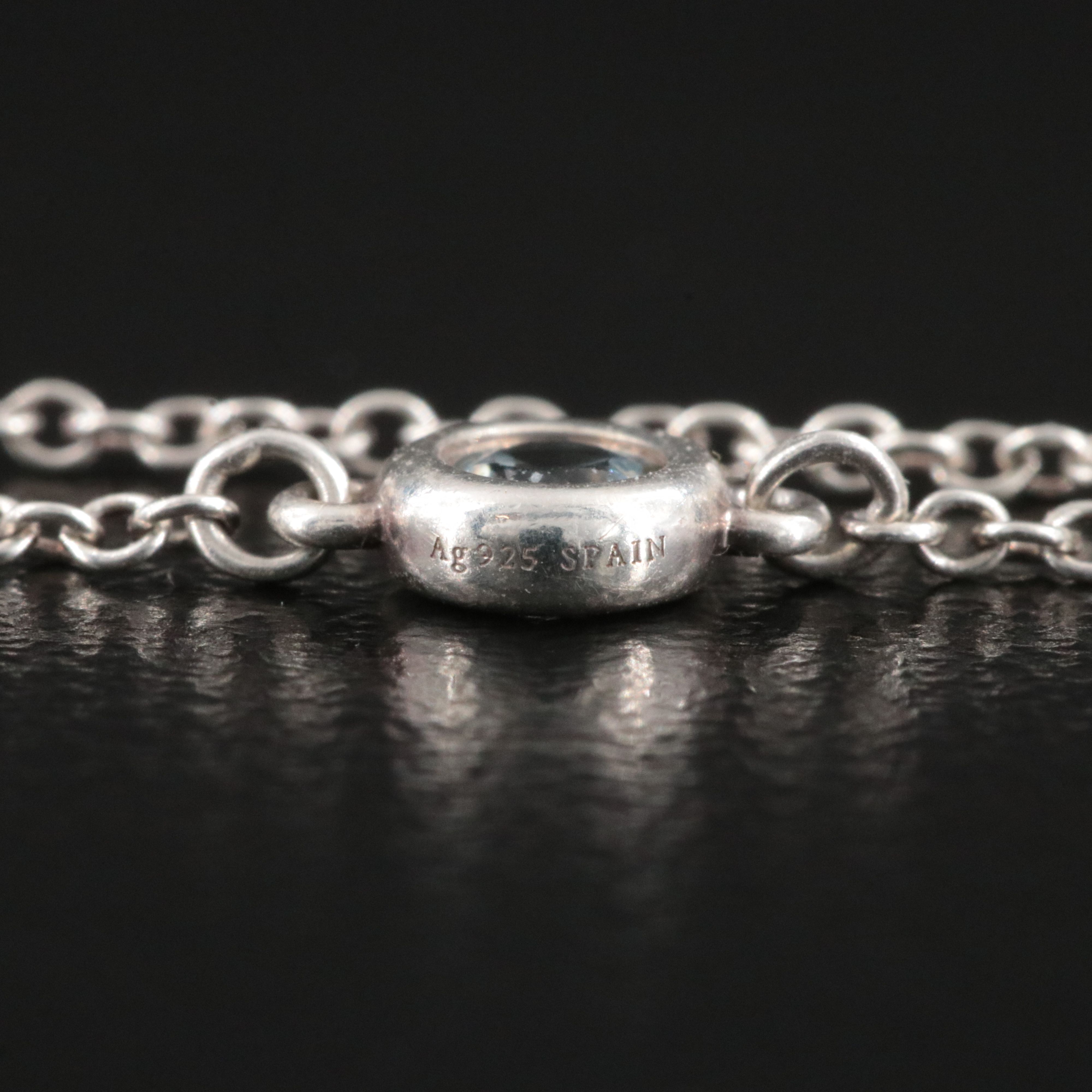 Elsa Peretti for Tiffany &  Co. Sterling and Aquamarine Bezel Set Chain Ring