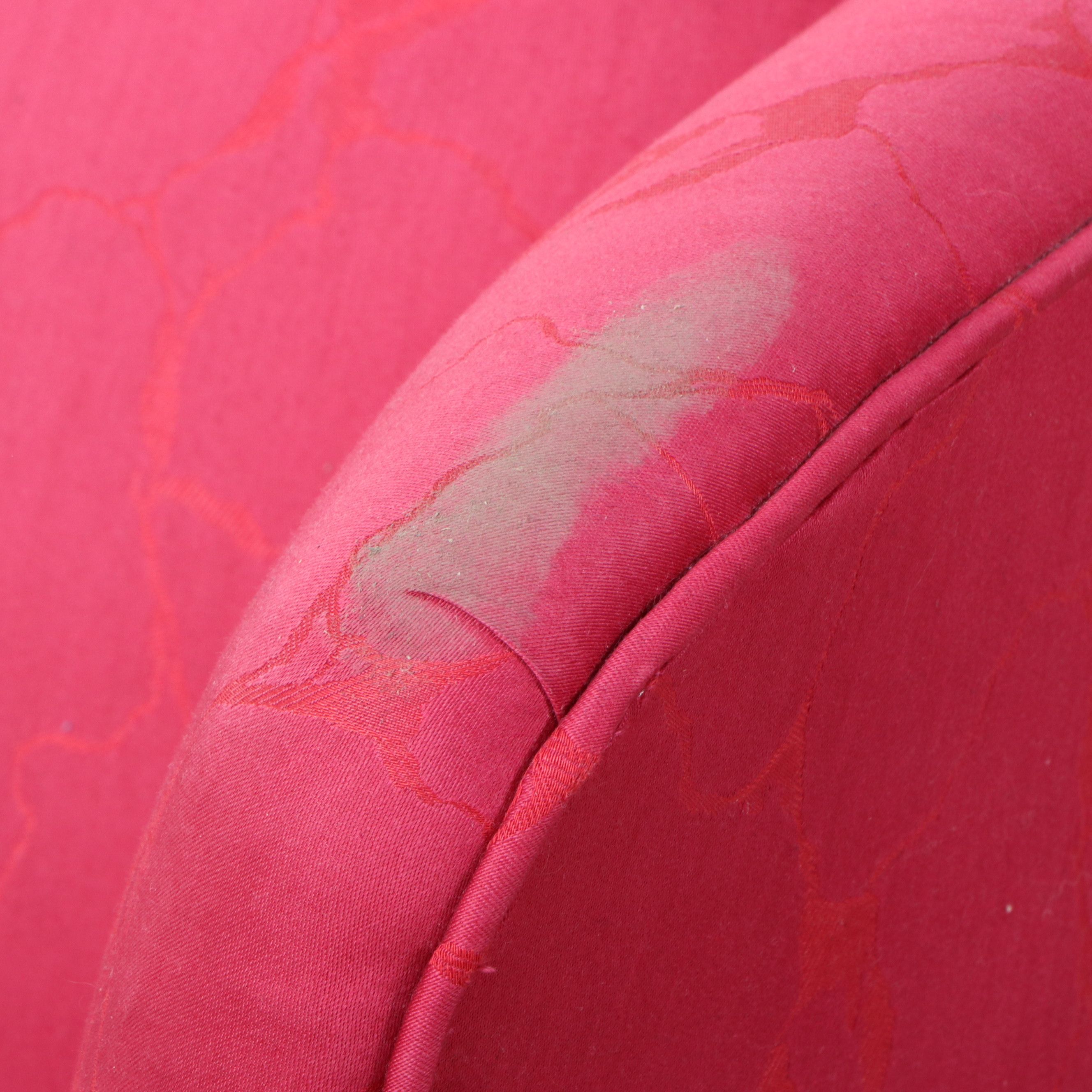 Chippendale Style Wingback Armchair in Pink Damask, 20th Century