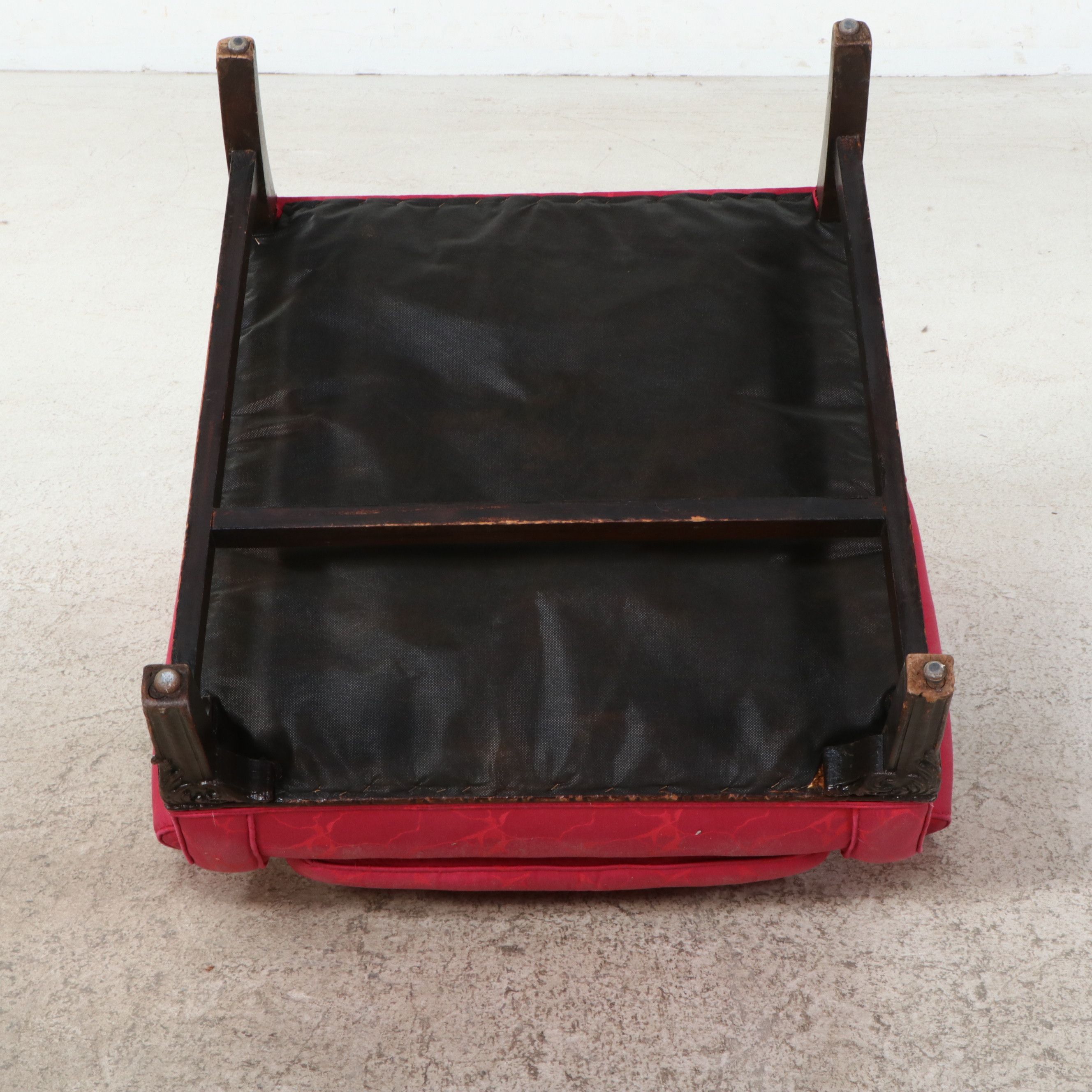 Chippendale Style Wingback Armchair in Pink Damask, 20th Century