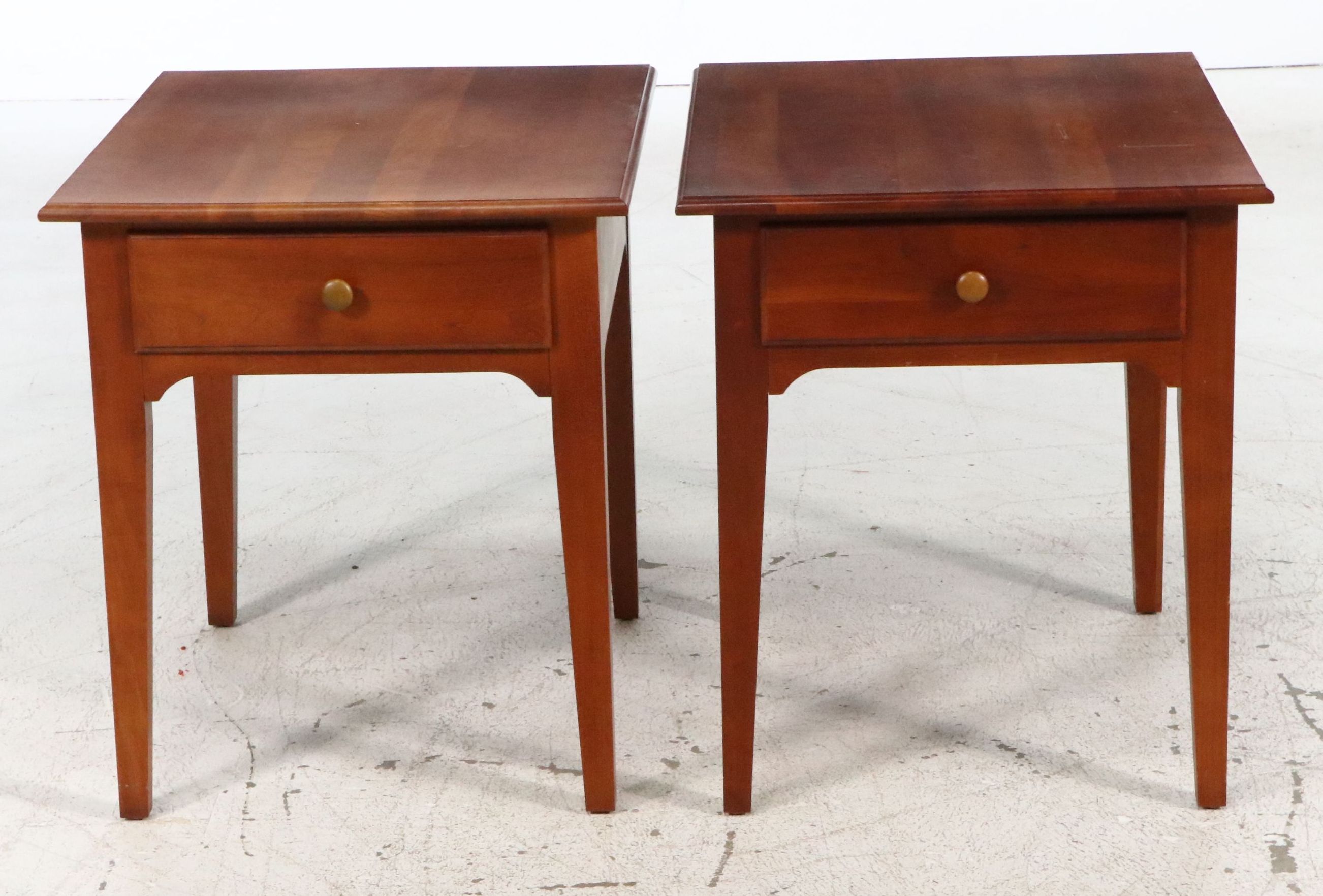 Pair of Cherry Wood Modern Hepplewhite Style Nightstands