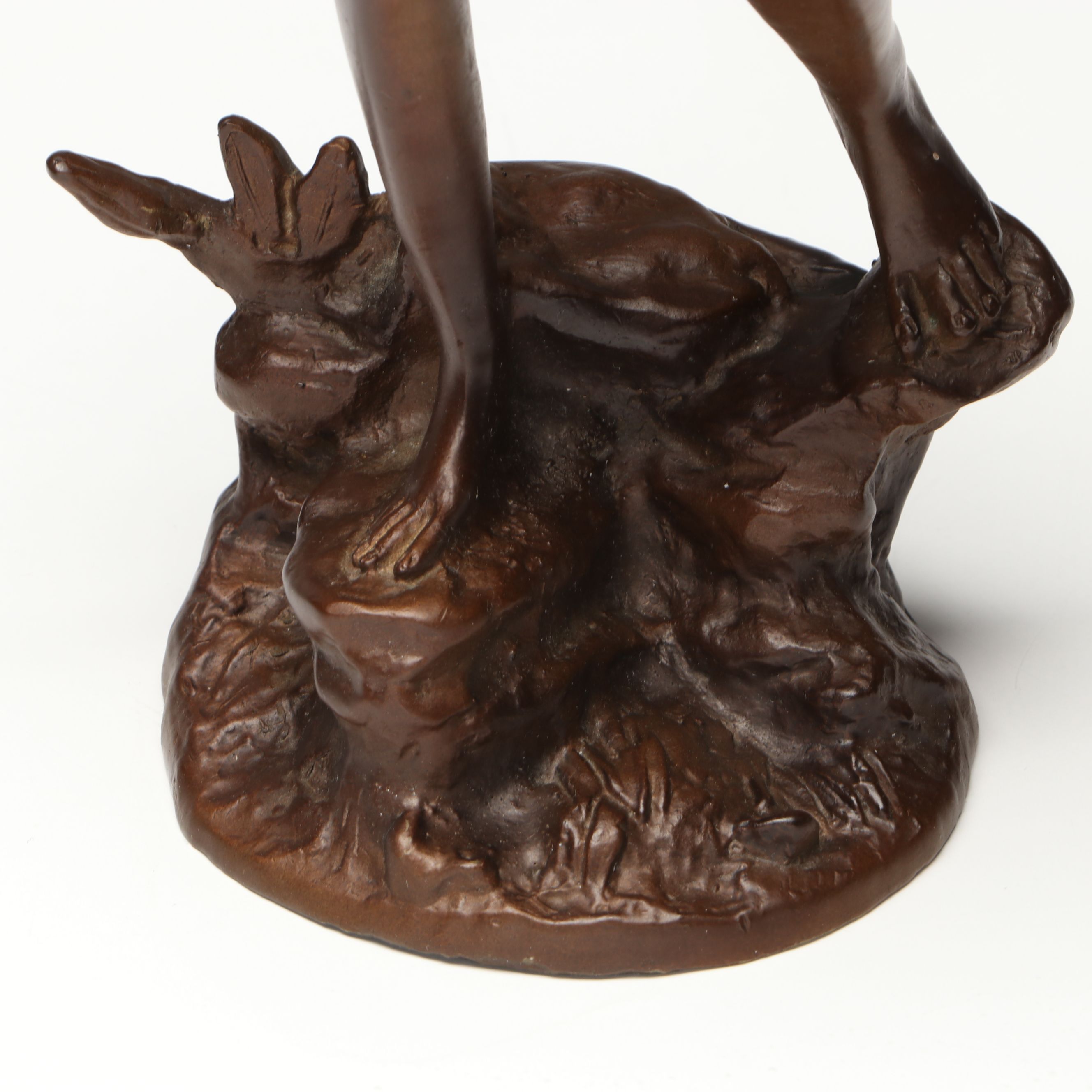 Art Nouveau Style Bronzed Spelter Girl with Birds After Émile Guillemin