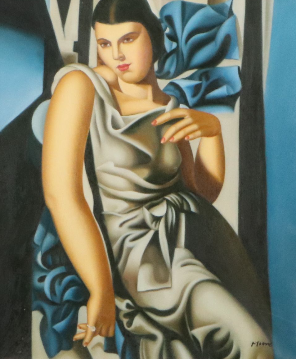 After Tamara De Lempicka Oil Master Copy of "Madame M.," 21st Century
