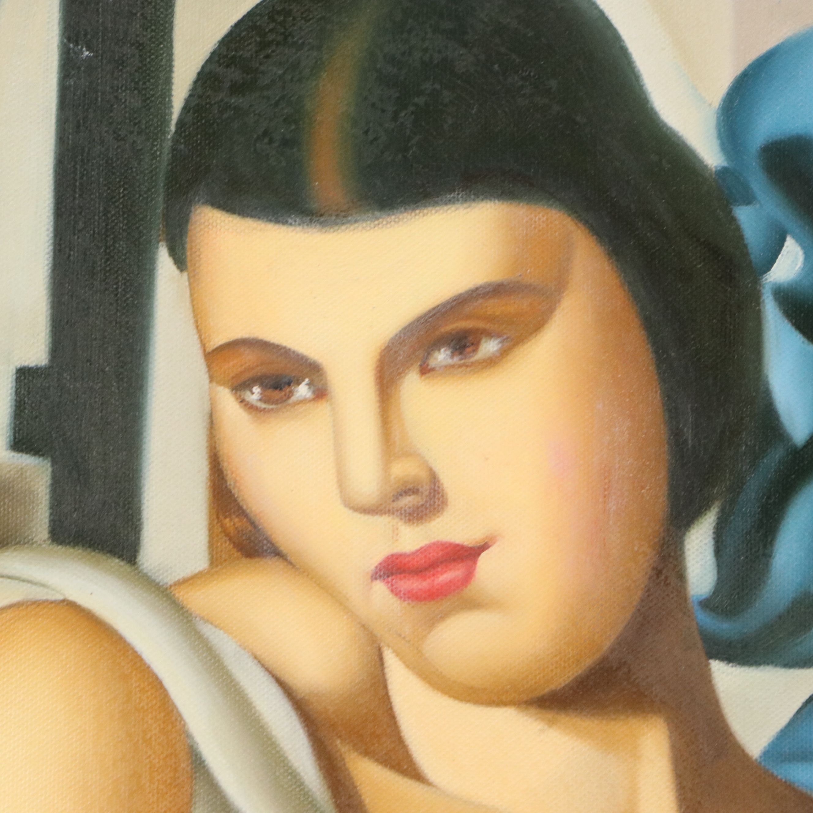 After Tamara De Lempicka Oil Master Copy of "Madame M.," 21st Century